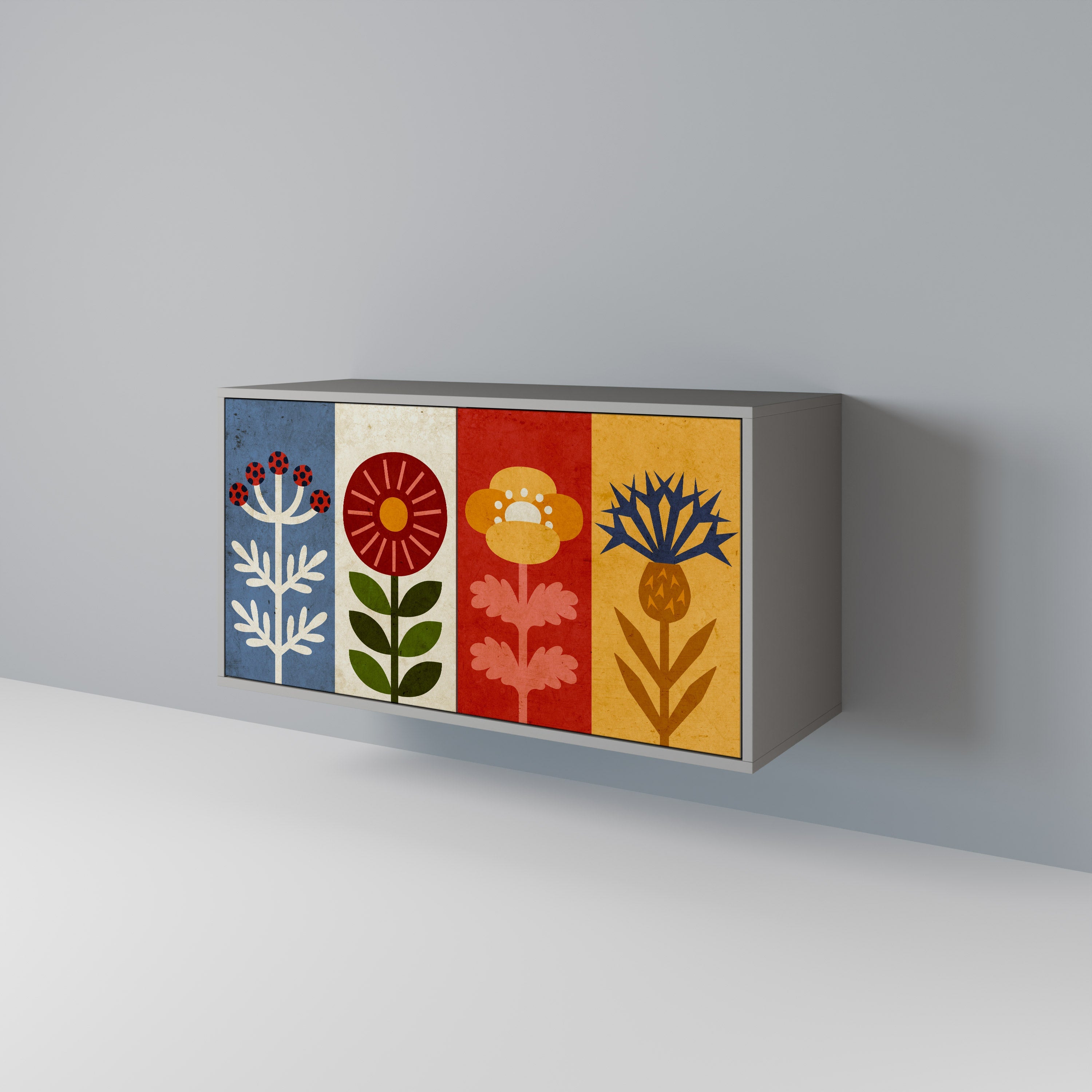 SCANDIC FLOWERET Aparador de 2 Portas em Acabamento Cinzento