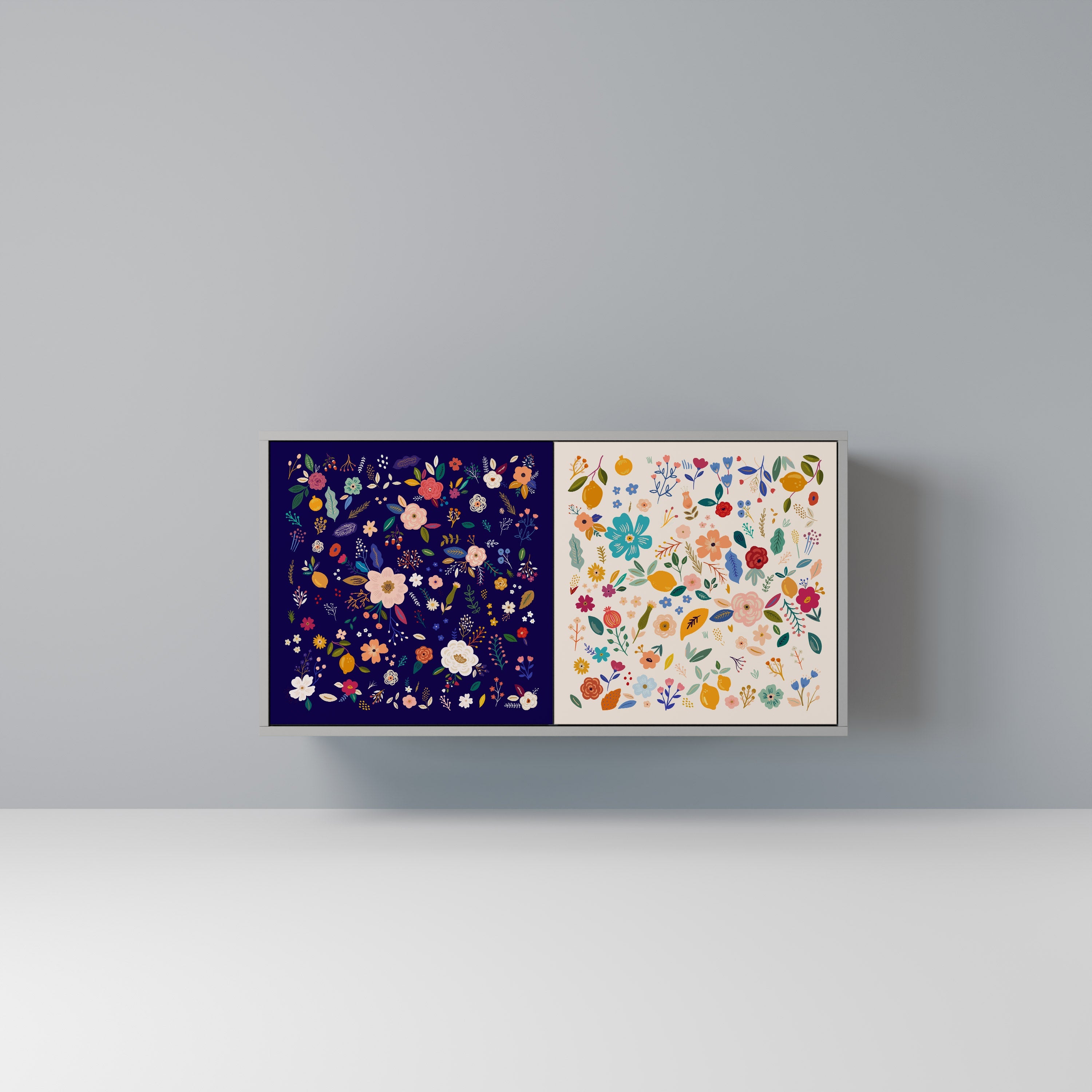 FLORAL COMBINATION Aparador de 2 Portas em Acabamento Cinzento