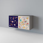 FLORAL COMBINATION Aparador de 2 Portas em Acabamento Cinzento