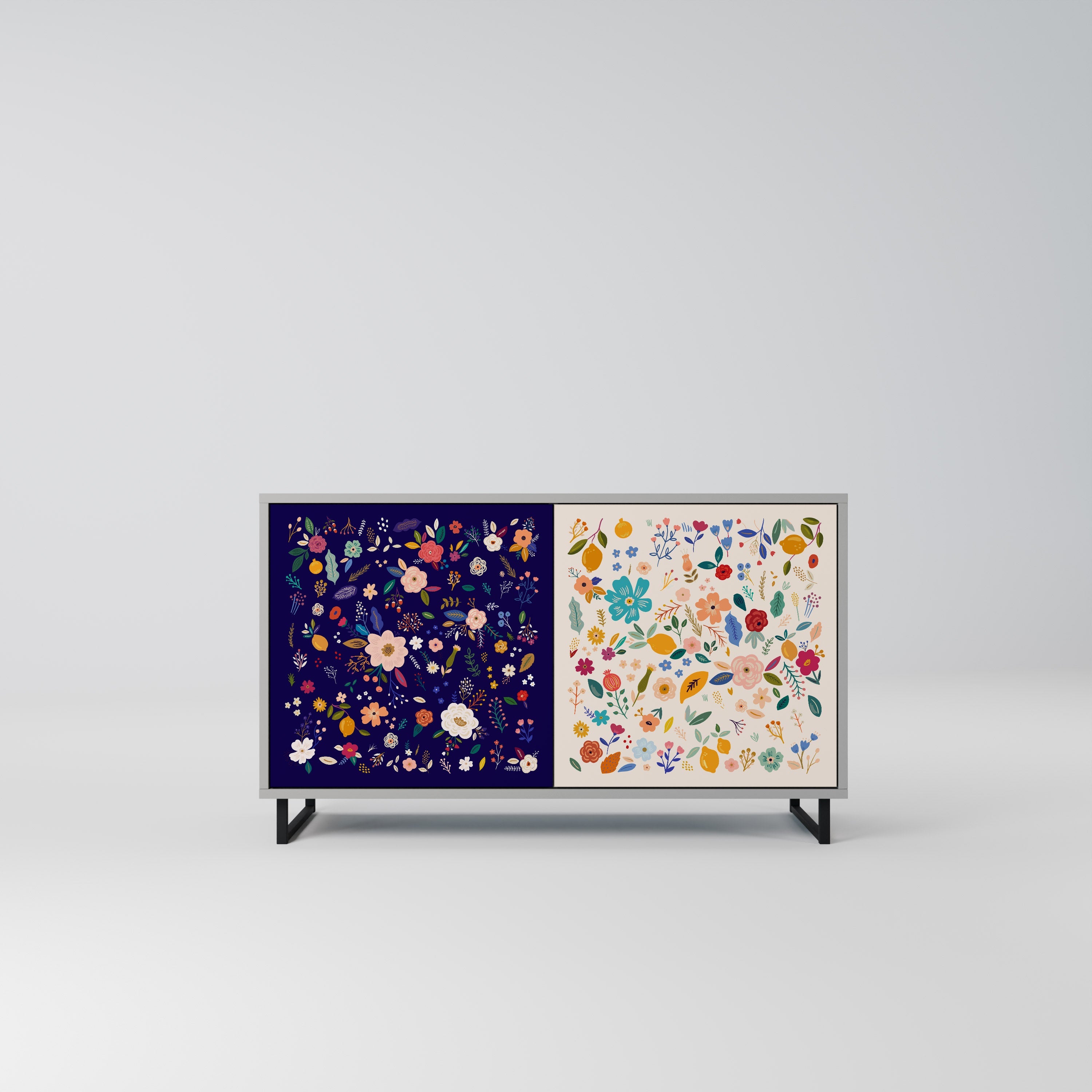 FLORAL COMBINATION Aparador de 2 Portas em Acabamento Cinzento