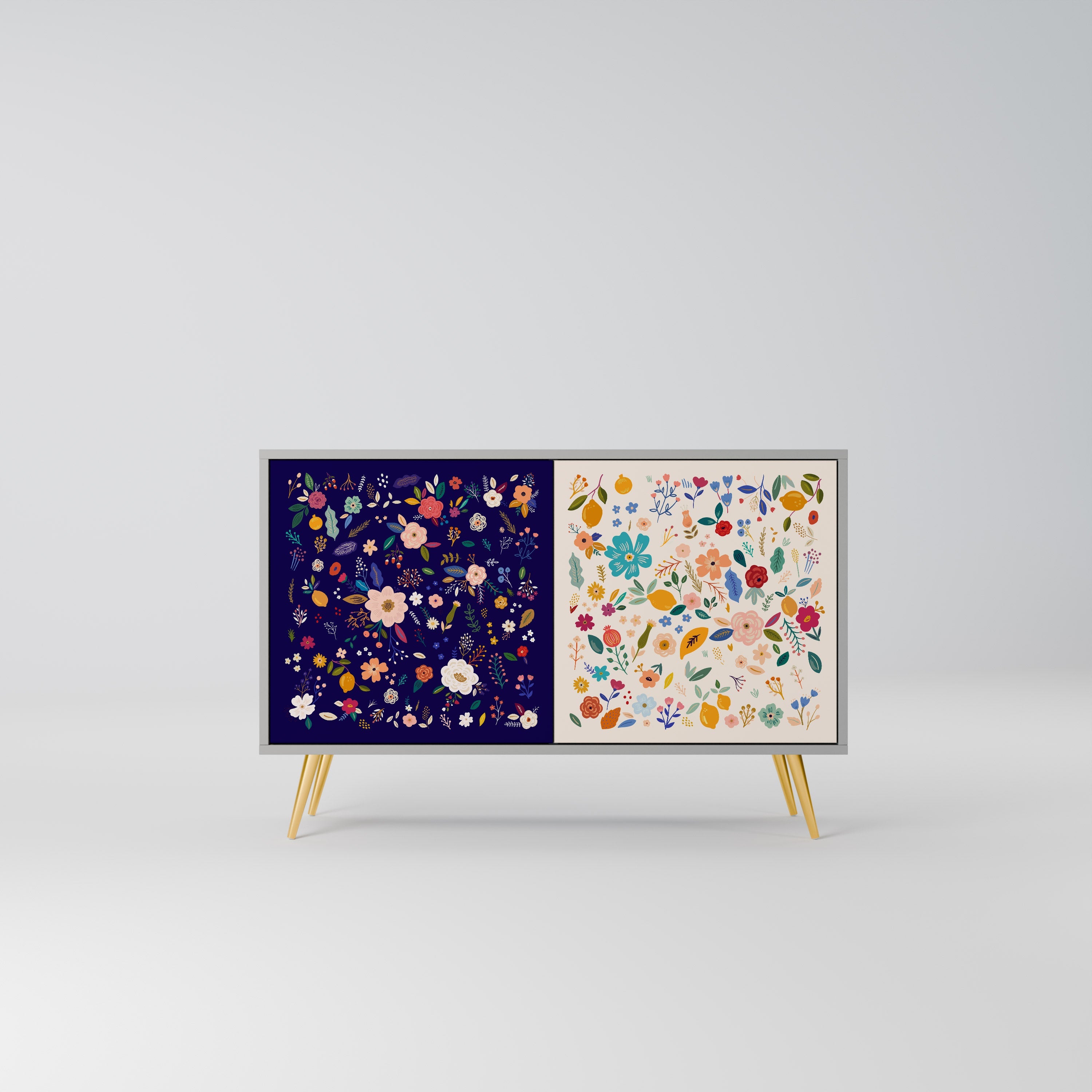 FLORAL COMBINATION Aparador de 2 Portas em Acabamento Cinzento