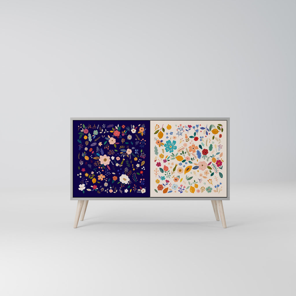 FLORAL COMBINATION Aparador de 2 Portas em Acabamento Cinzento