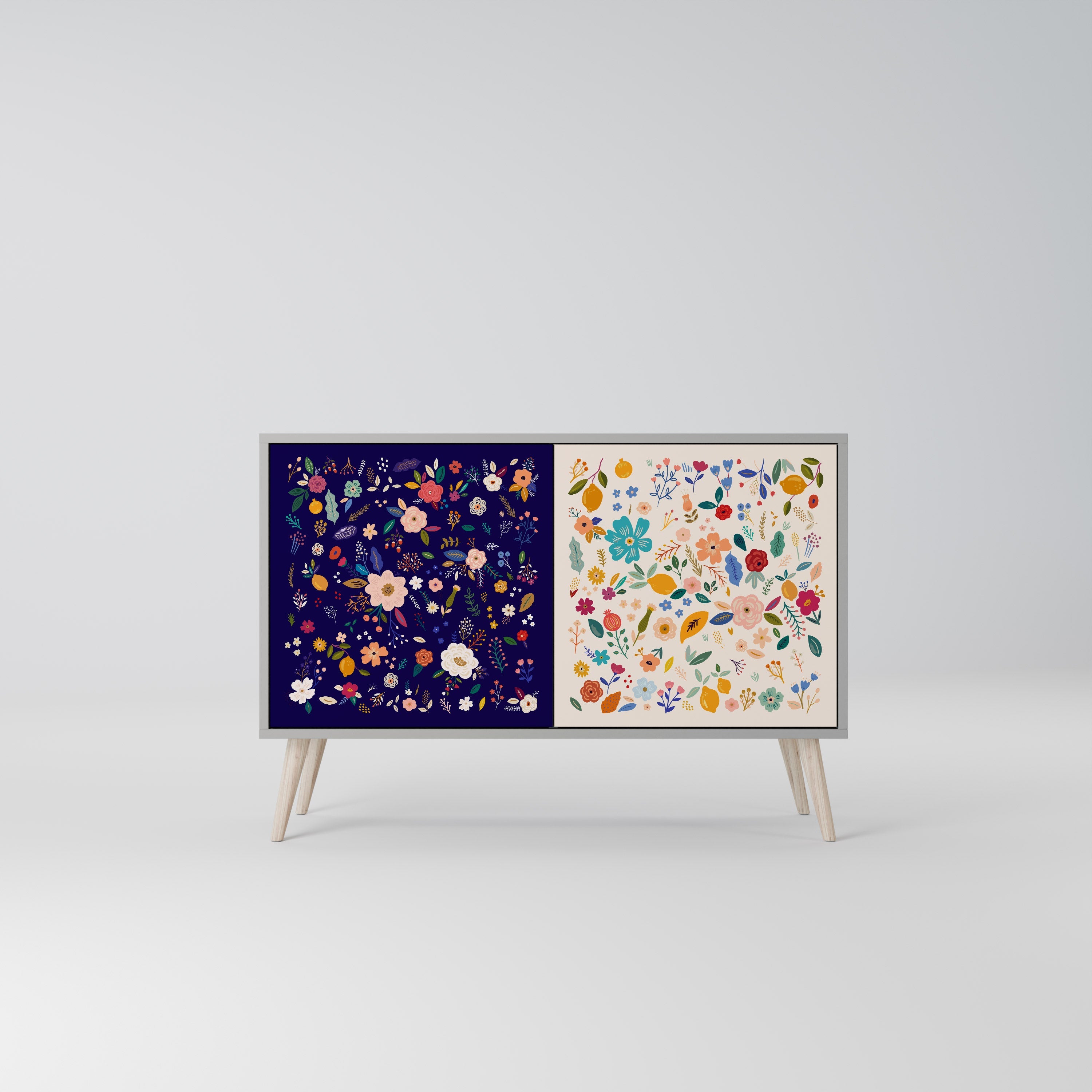 FLORAL COMBINATION Aparador de 2 Portas em Acabamento Cinzento