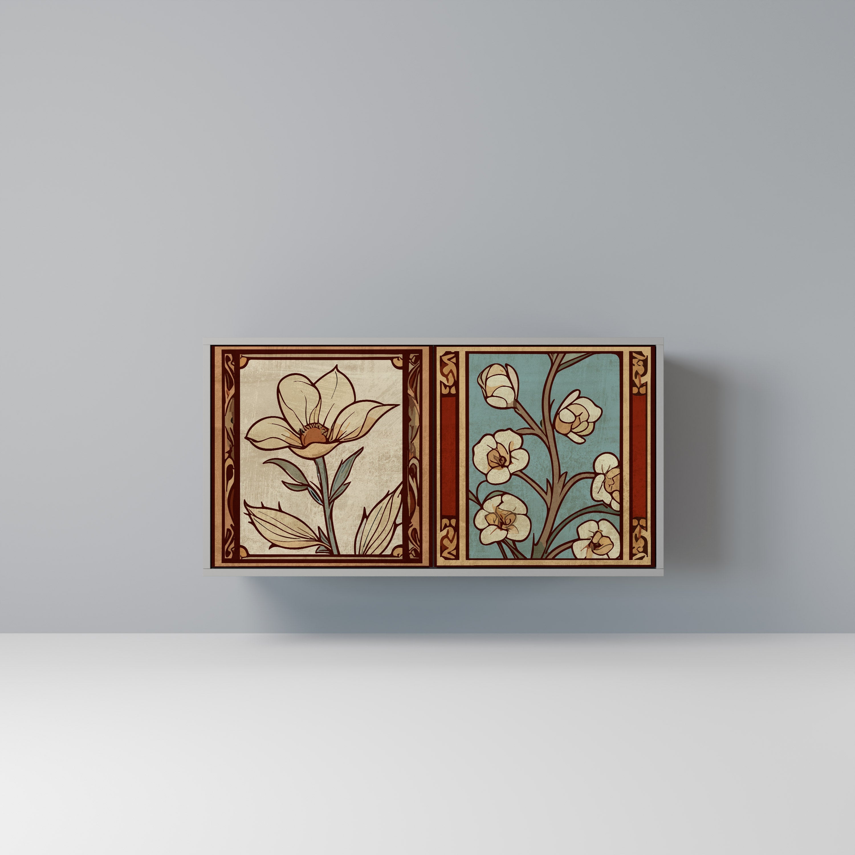 TIMELESS FLORA Aparador de 2 Portas em Acabamento Cinzento