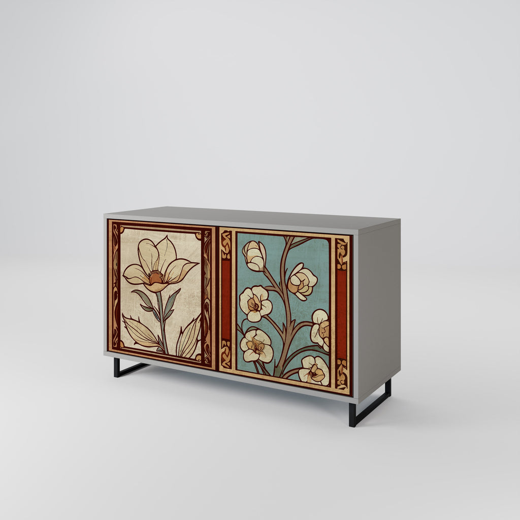 TIMELESS FLORA Aparador de 2 Portas em Acabamento Cinzento