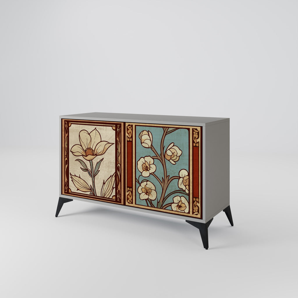 TIMELESS FLORA Aparador de 2 Portas em Acabamento Cinzento