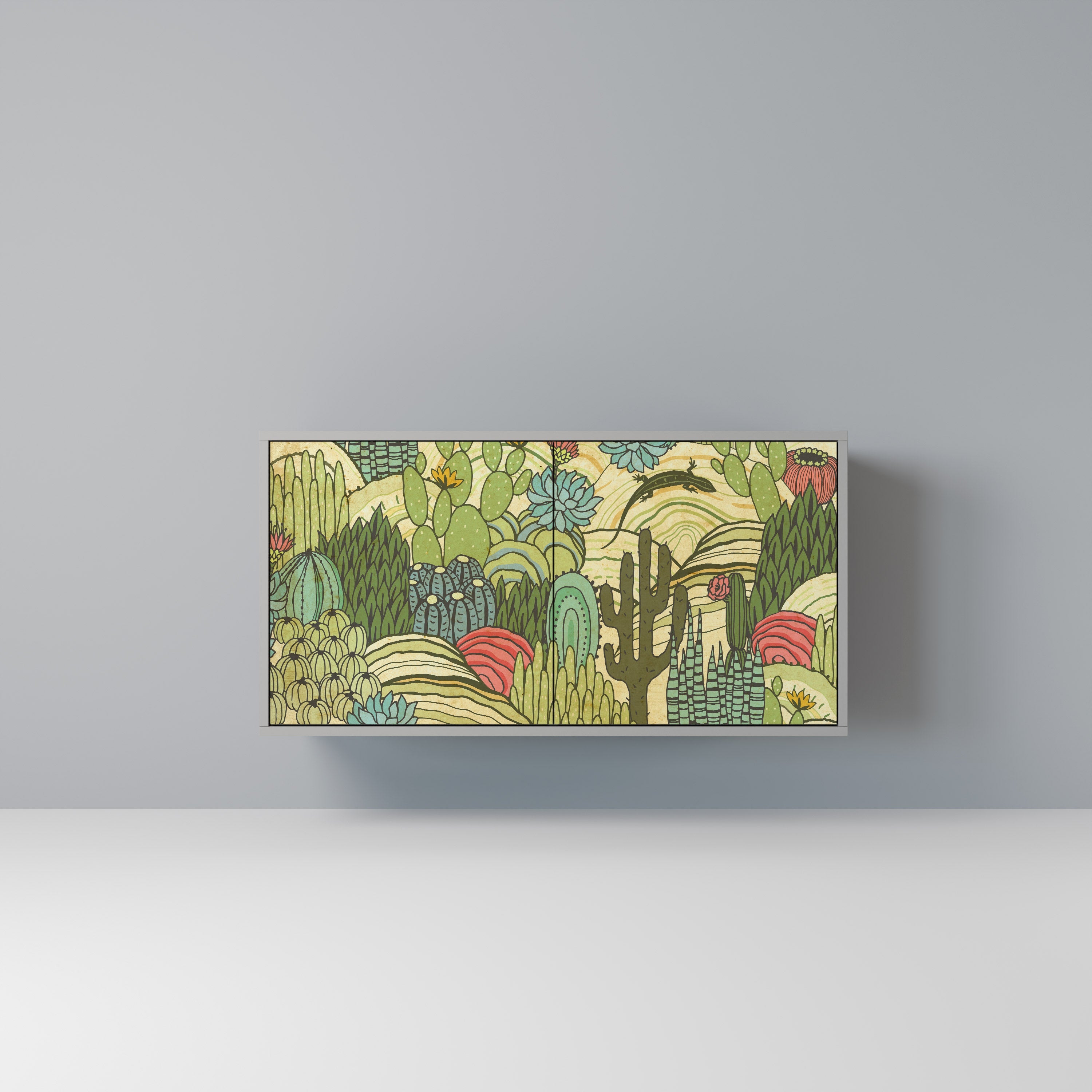 SUCCULENTS KALEIDOSCOPE Aparador de 2 Portas em Acabamento Cinzento