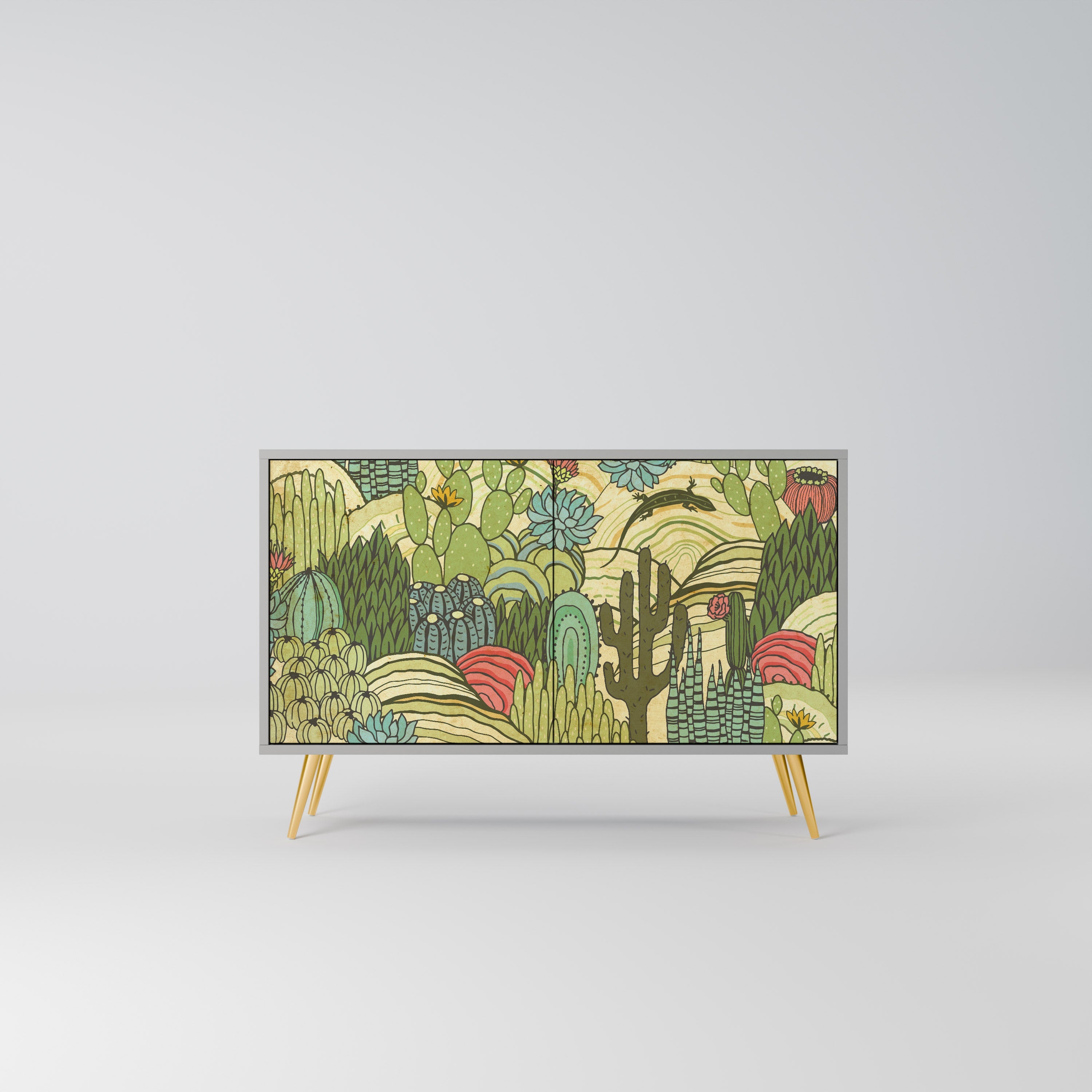 SUCCULENTS KALEIDOSCOPE Aparador de 2 Portas em Acabamento Cinzento