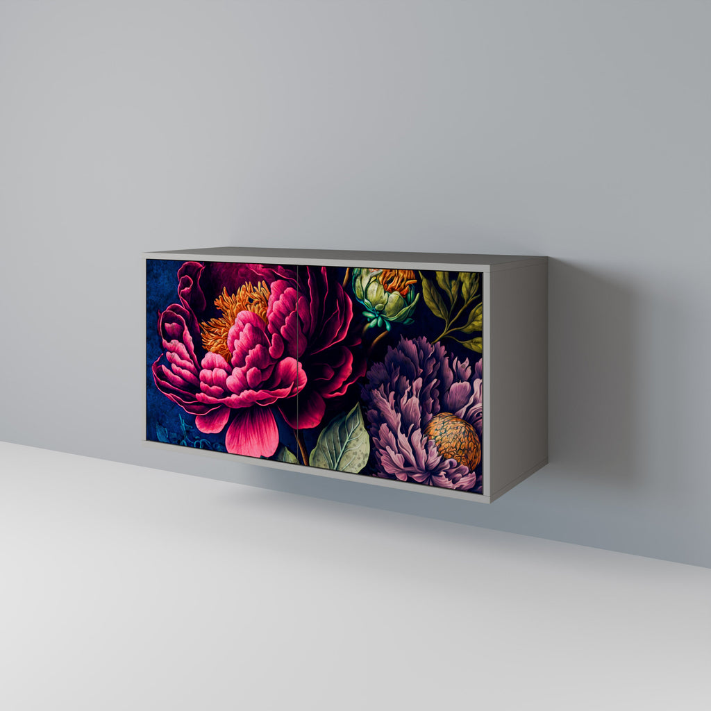 BLOOMING ELEGANCE Aparador de 2 Portas em Acabamento Cinzento