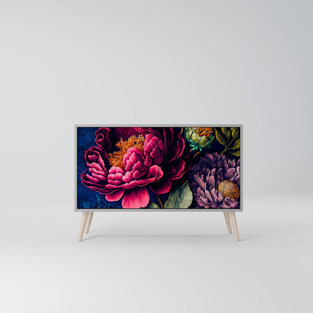 BLOOMING ELEGANCE Aparador de 2 Portas em Acabamento Cinzento