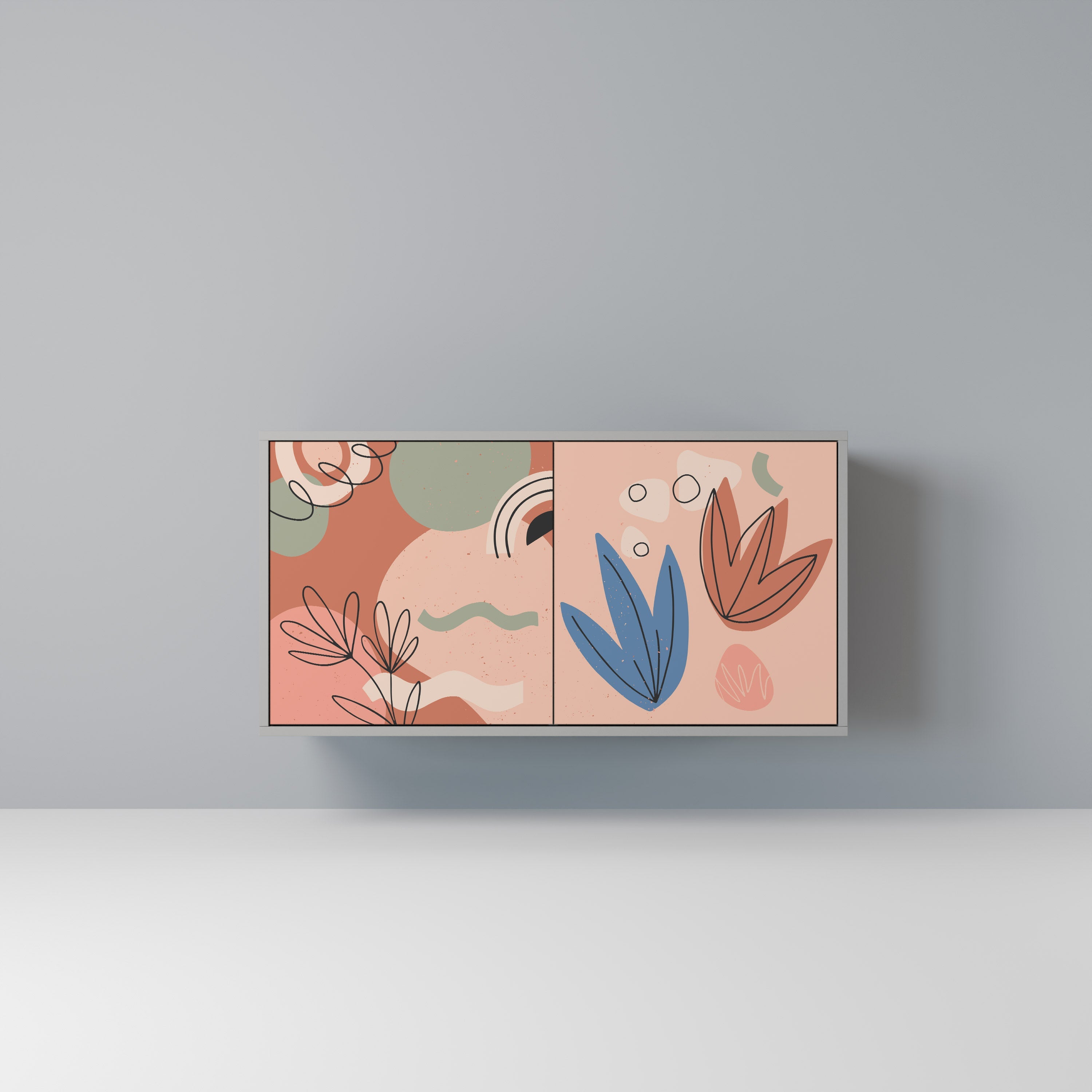 PASTEL DESTINY Aparador de 2 Portas em Acabamento Cinzento