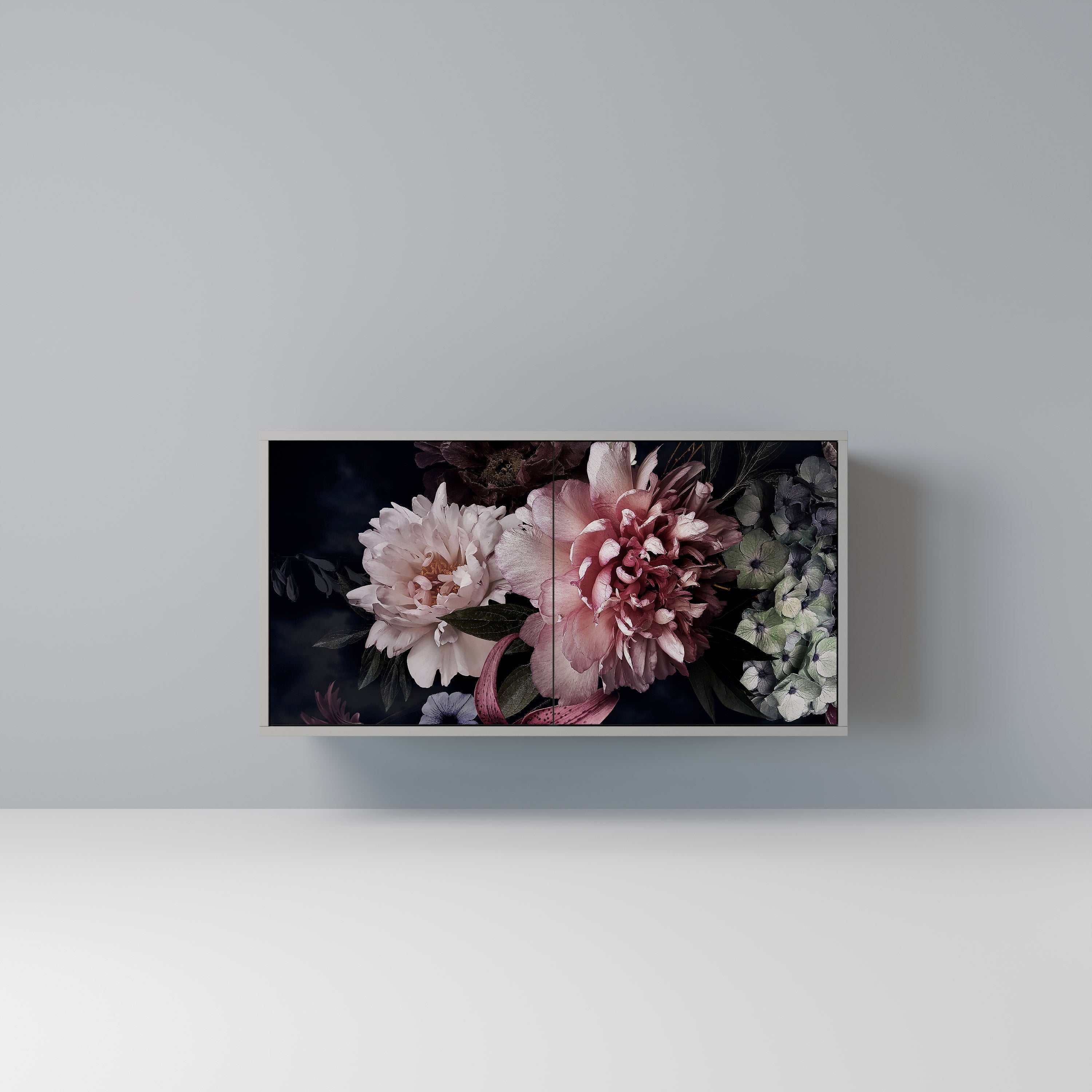 PURE BLOSSOM Aparador de 2 Portas em Acabamento Cinzento