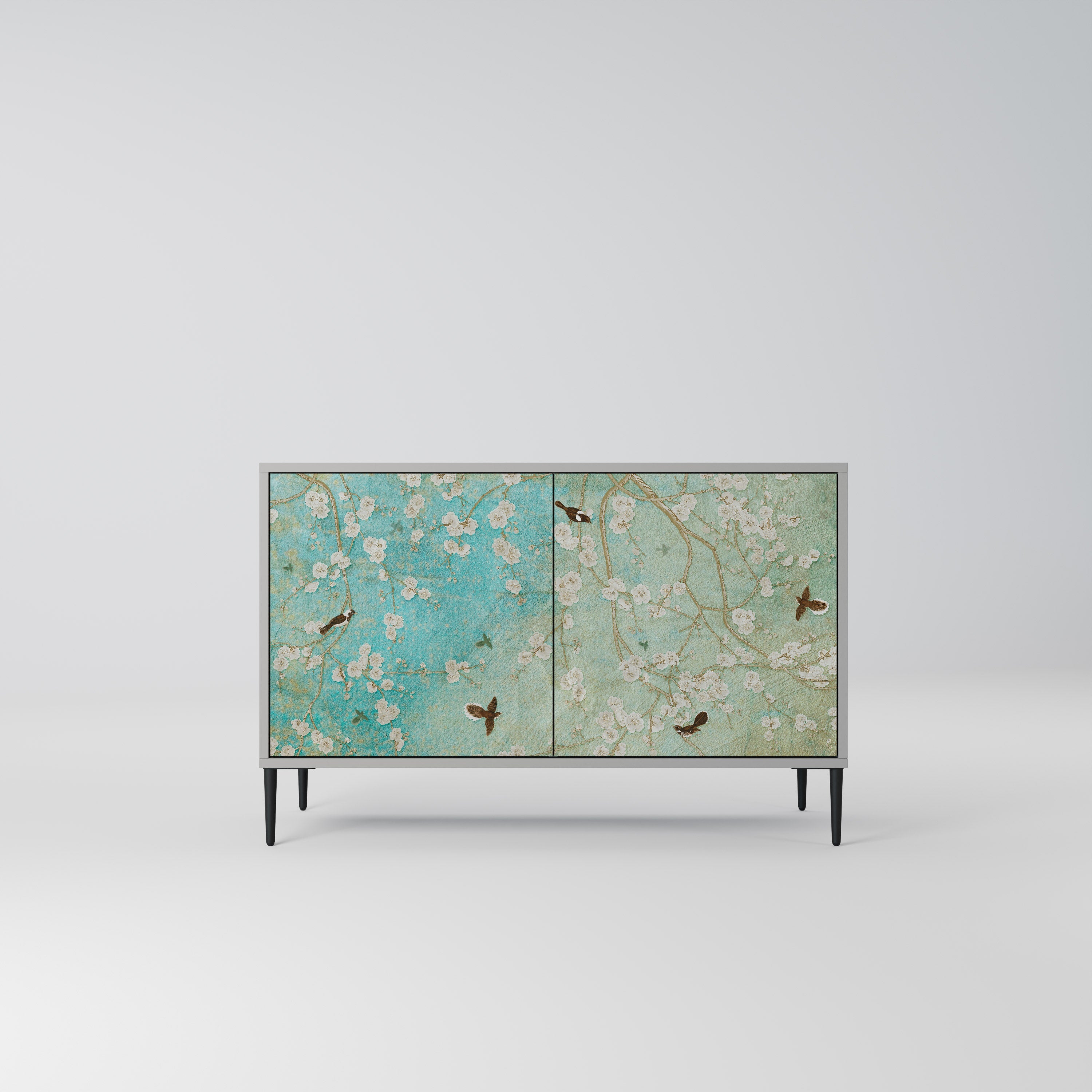 BLOOMING CHARM Aparador de 2 Portas em Acabamento Cinzento