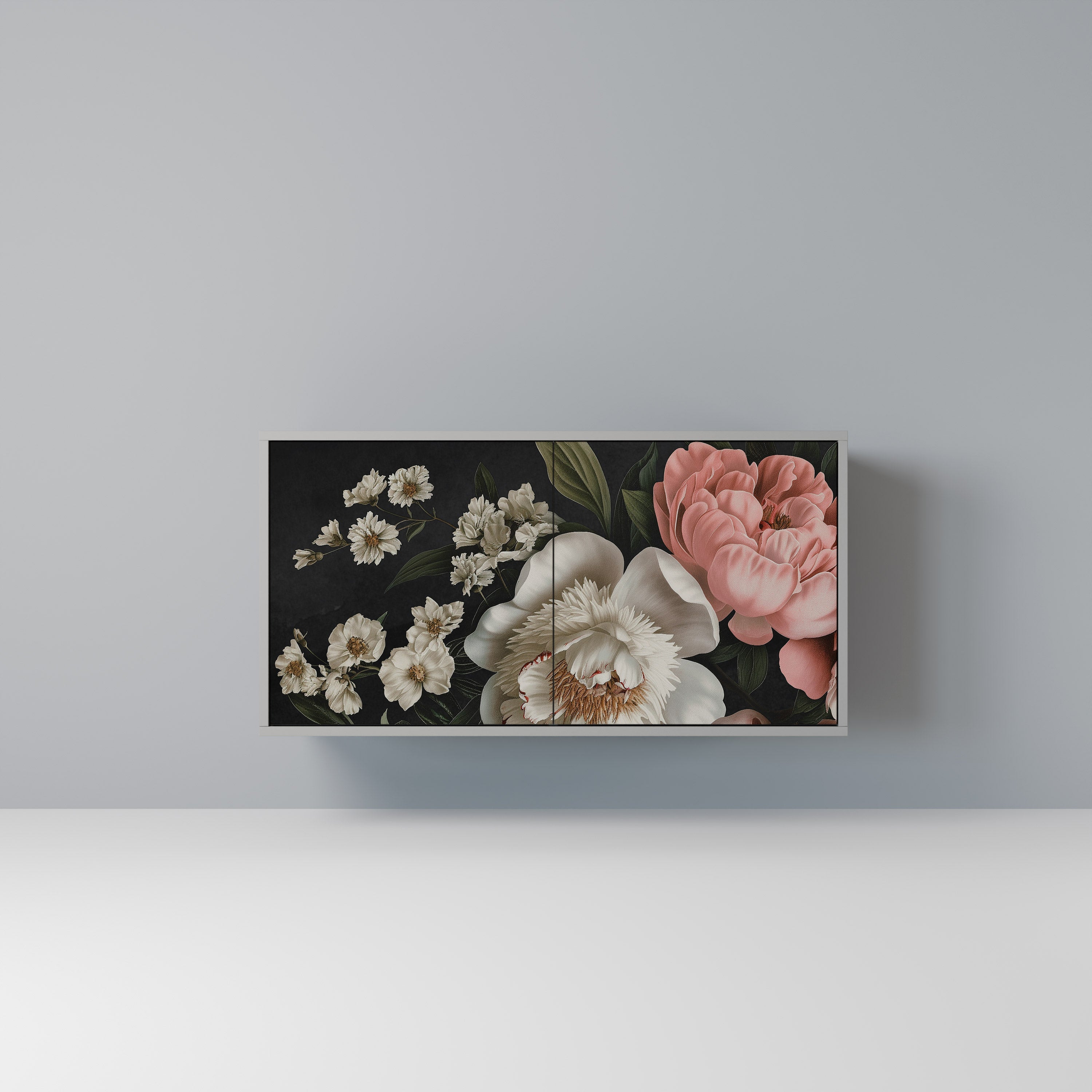 LUSH ELEGANCE Aparador de 2 Portas em Acabamento Cinzento