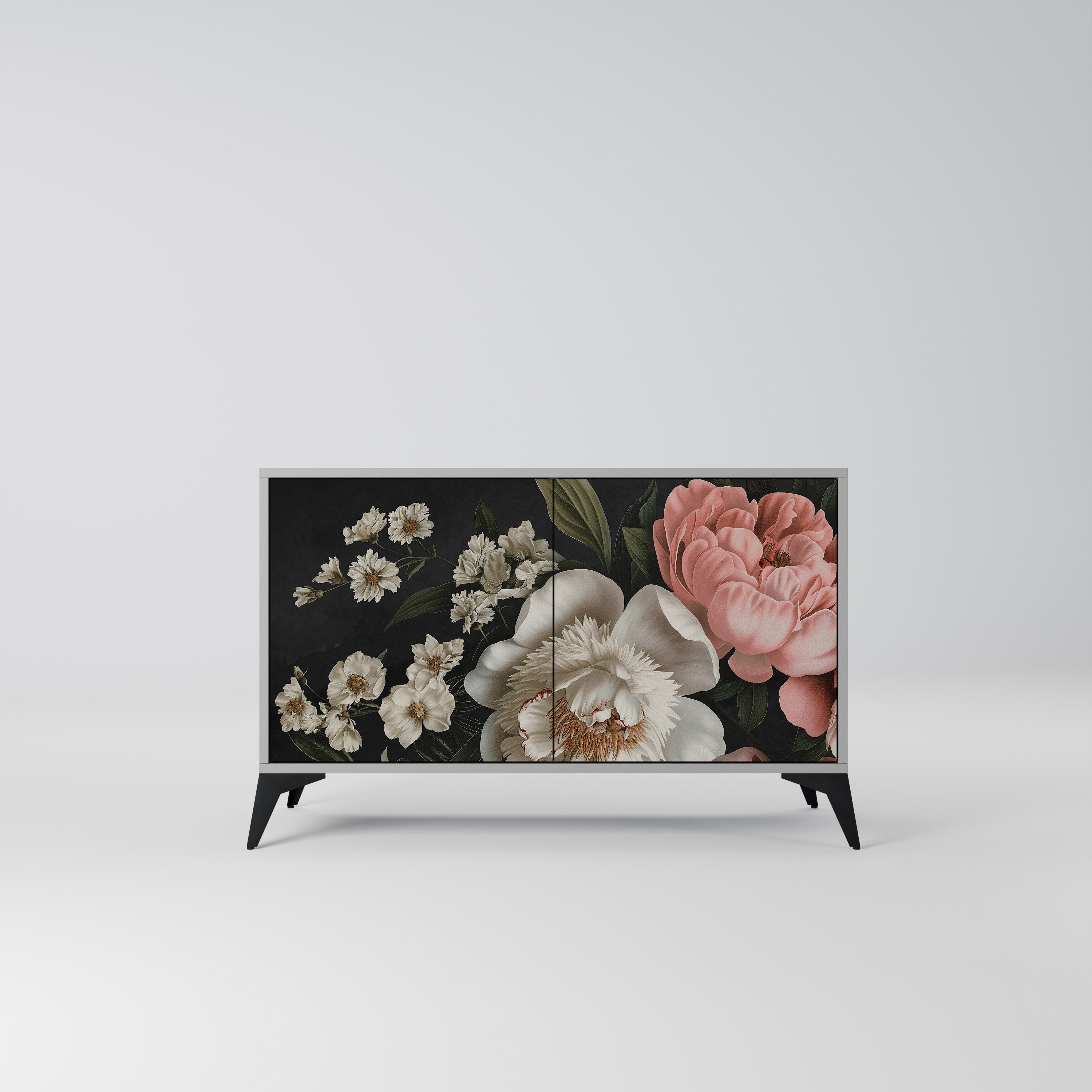 LUSH ELEGANCE Aparador de 2 Portas em Acabamento Cinzento