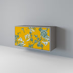 YELLOW CHINOISERIE 2-Door Sideboard in Grey Finish
