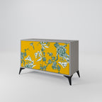 YELLOW CHINOISERIE 2-Door Sideboard in Grey Finish