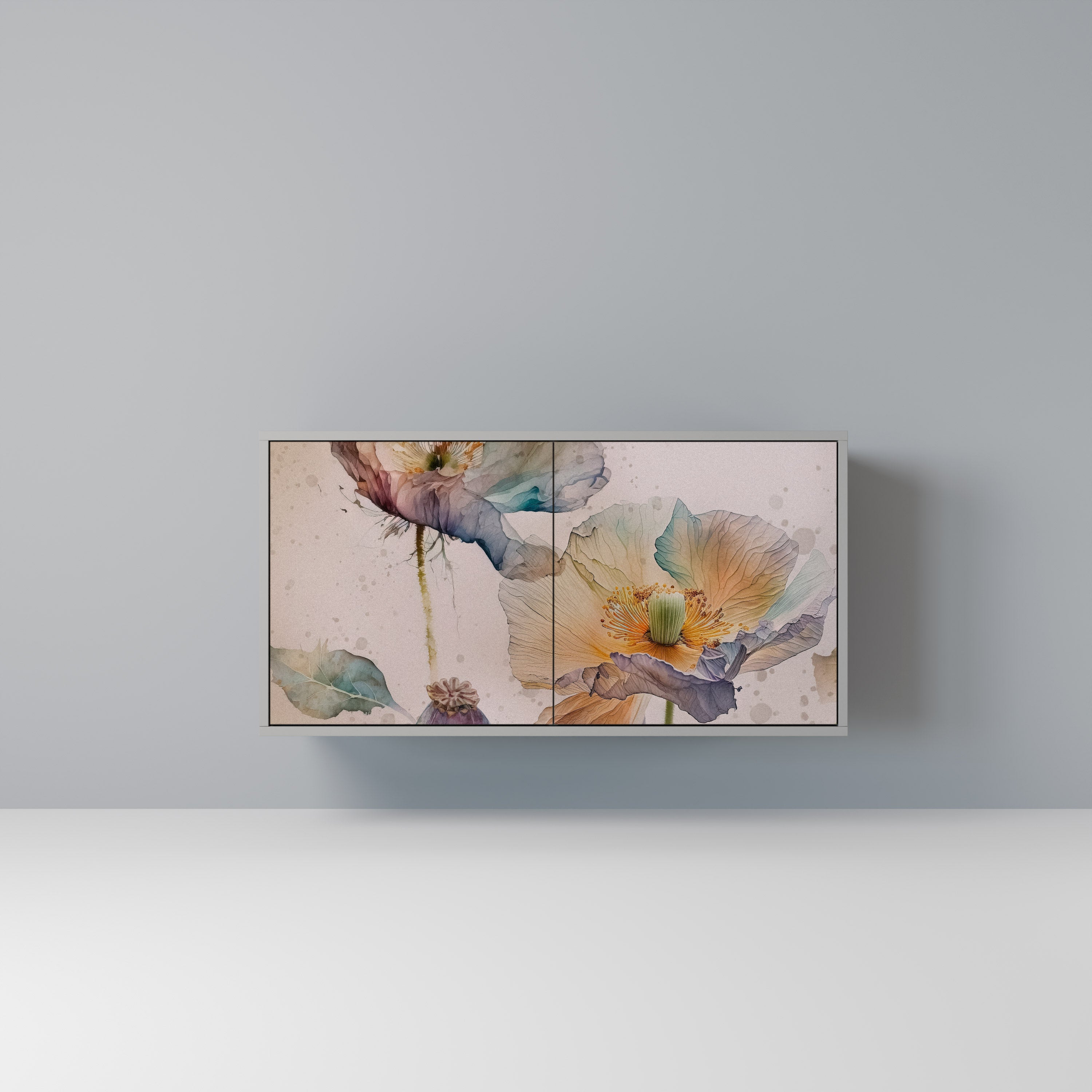 SOFTEN POPPY Aparador de 2 Portas em Acabamento Cinzento