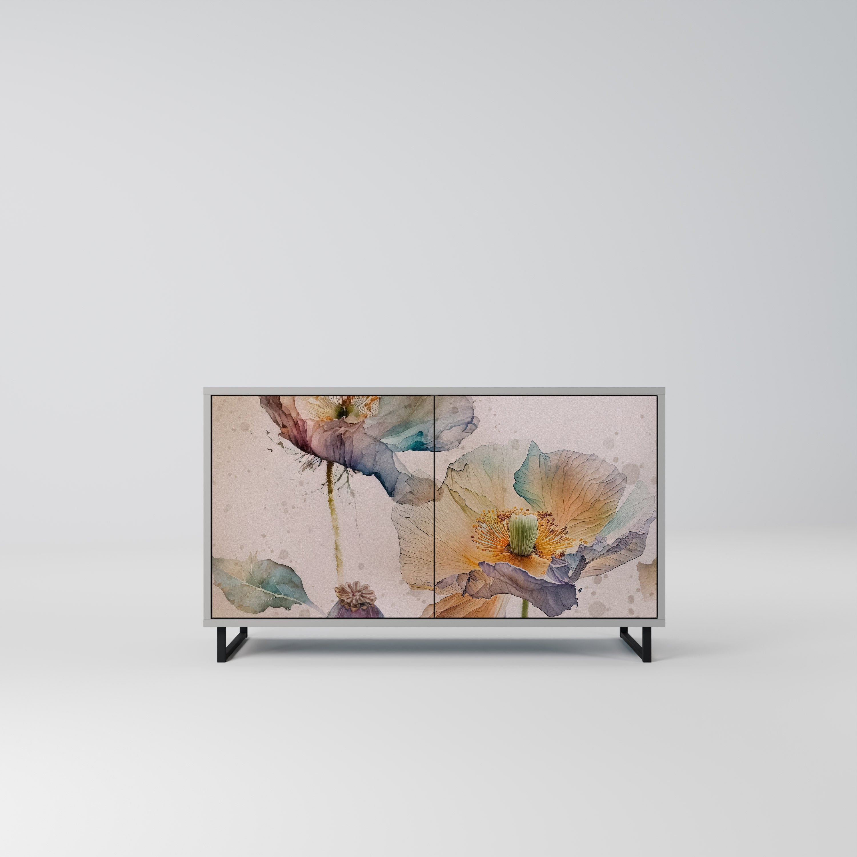 SOFTEN POPPY Aparador de 2 Portas em Acabamento Cinzento