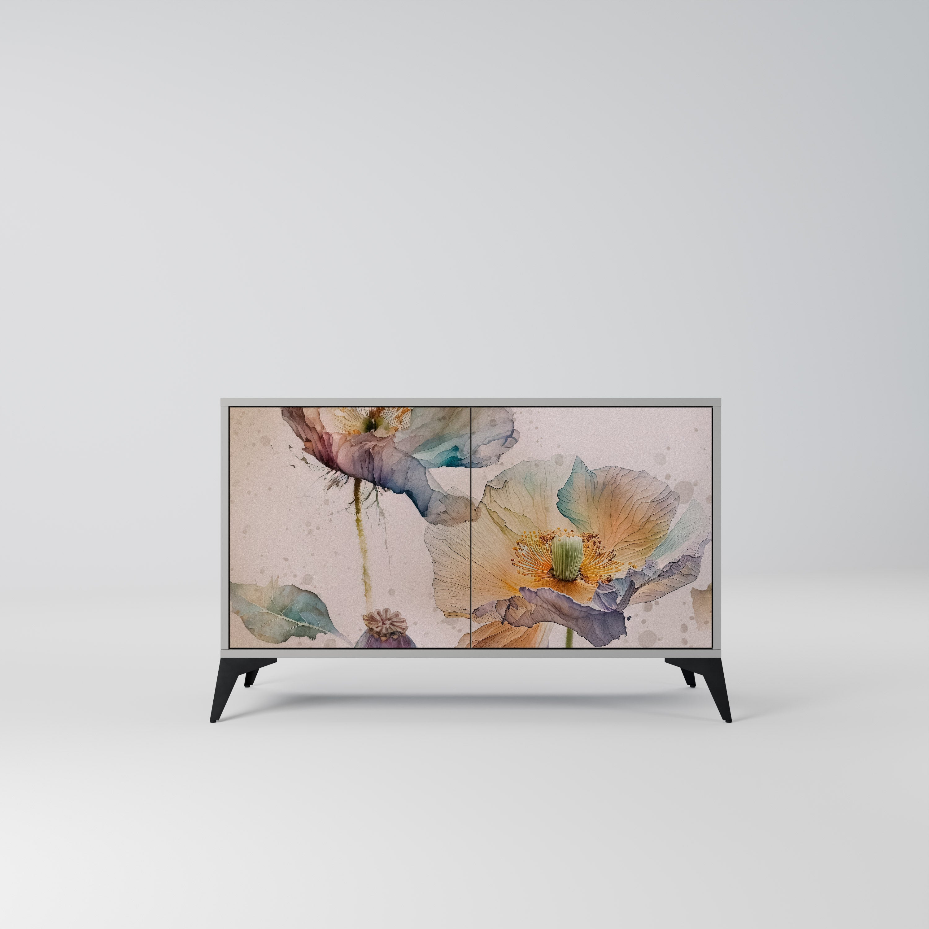 SOFTEN POPPY Aparador de 2 Portas em Acabamento Cinzento