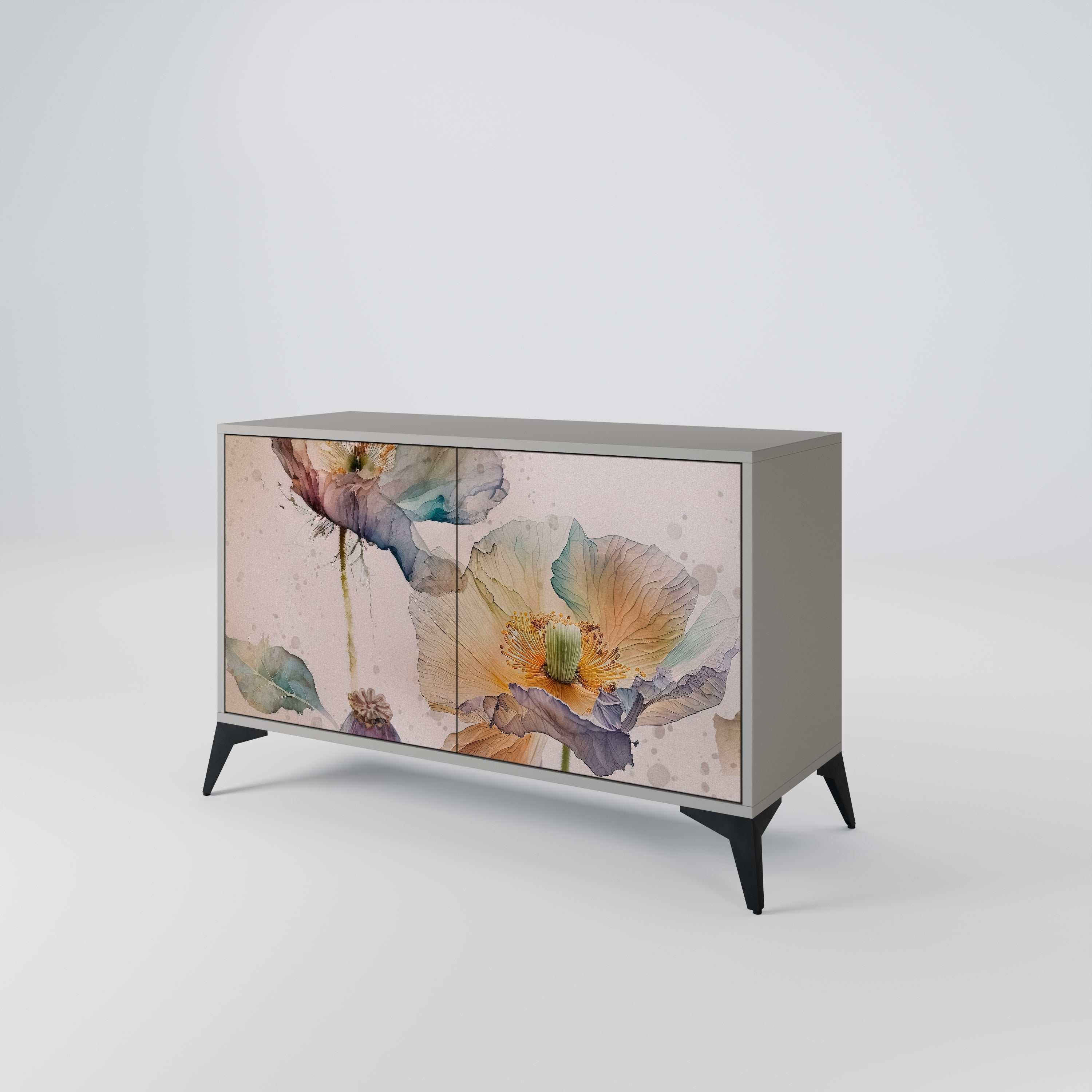 SOFTEN POPPY Aparador de 2 Portas em Acabamento Cinzento