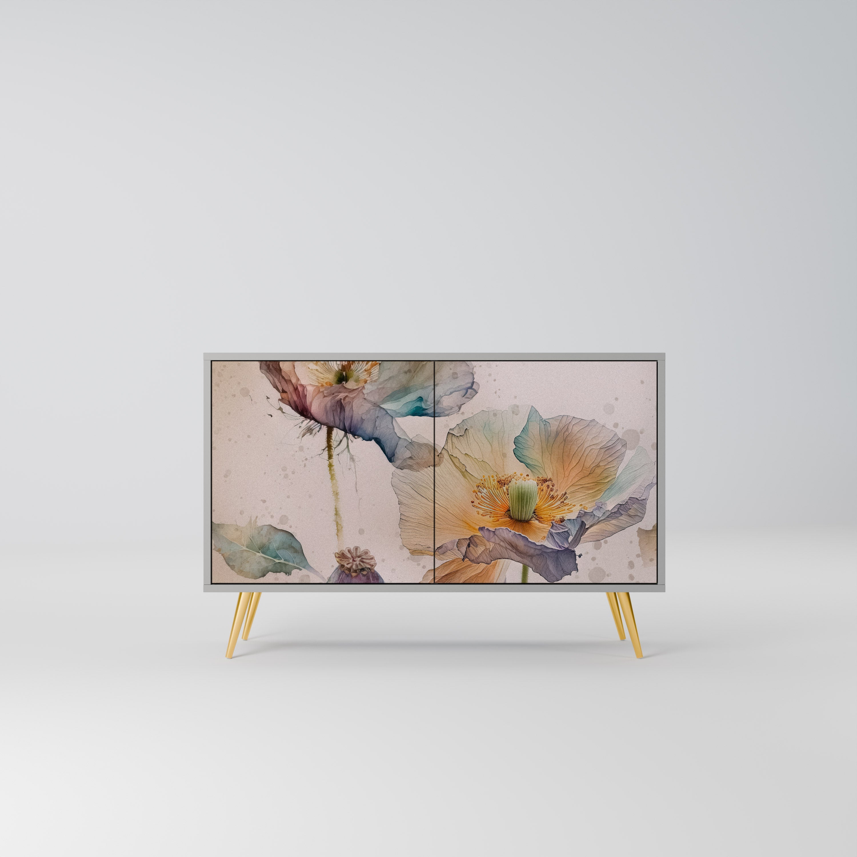 SOFTEN POPPY Aparador de 2 Portas em Acabamento Cinzento