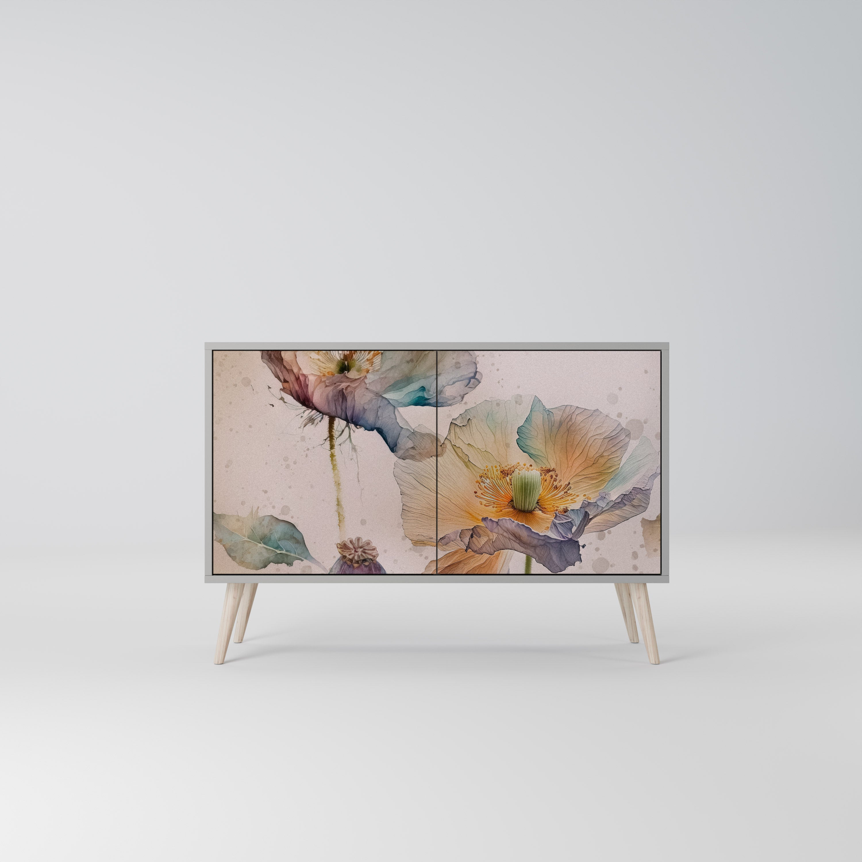 SOFTEN POPPY Aparador de 2 Portas em Acabamento Cinzento