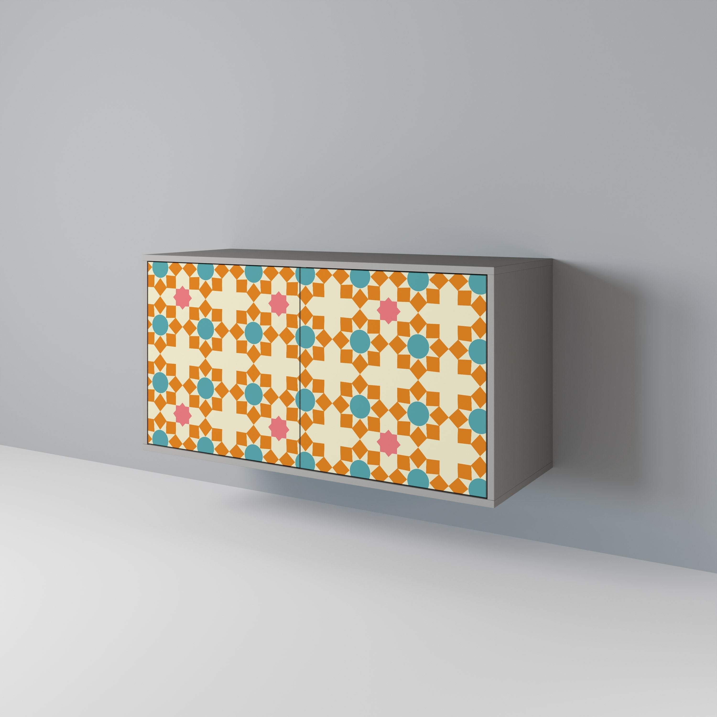 FLORAL DECOR 2-Door Sideboard in Grey Finish