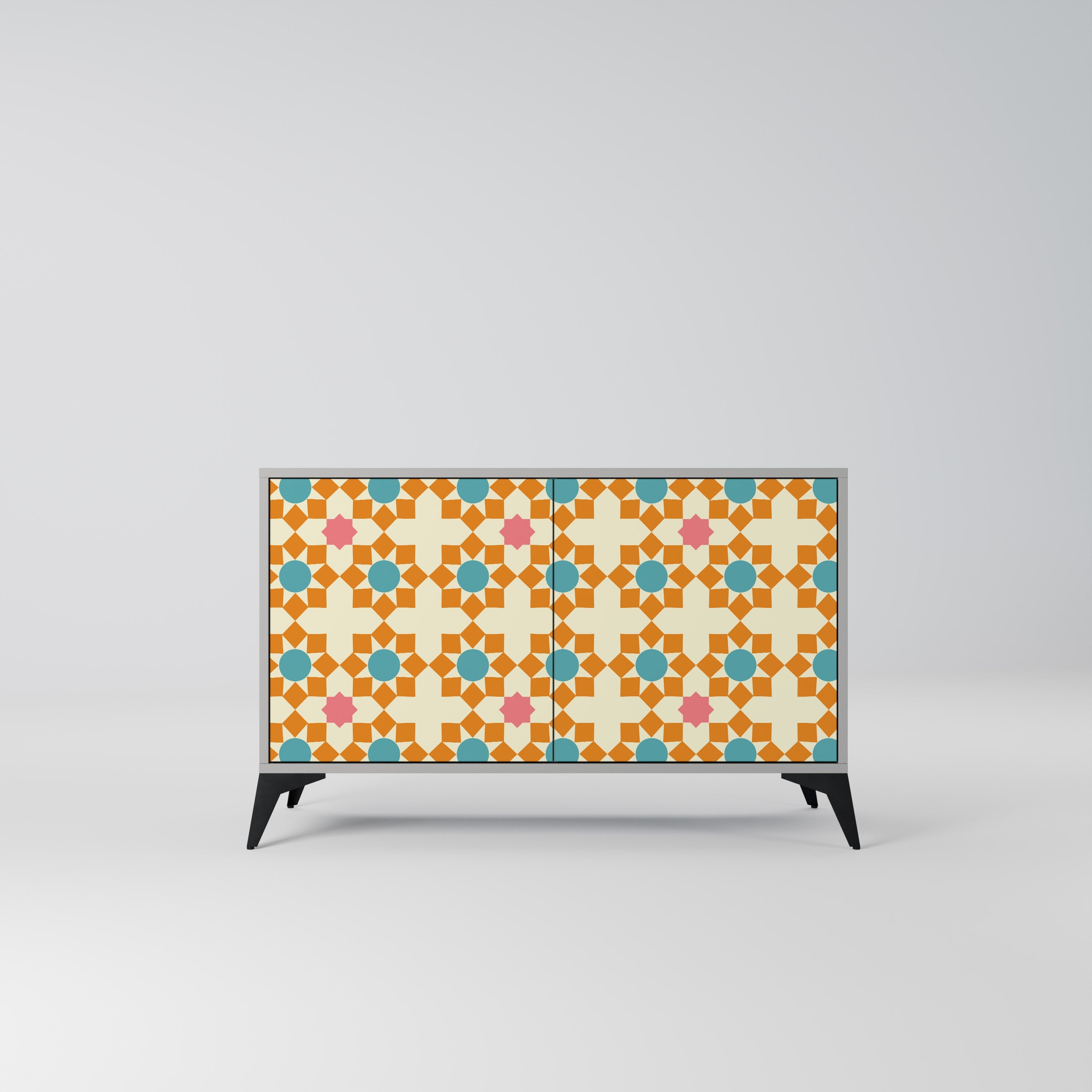 FLORAL DECOR Aparador de 2 Portas em Acabamento Cinzento