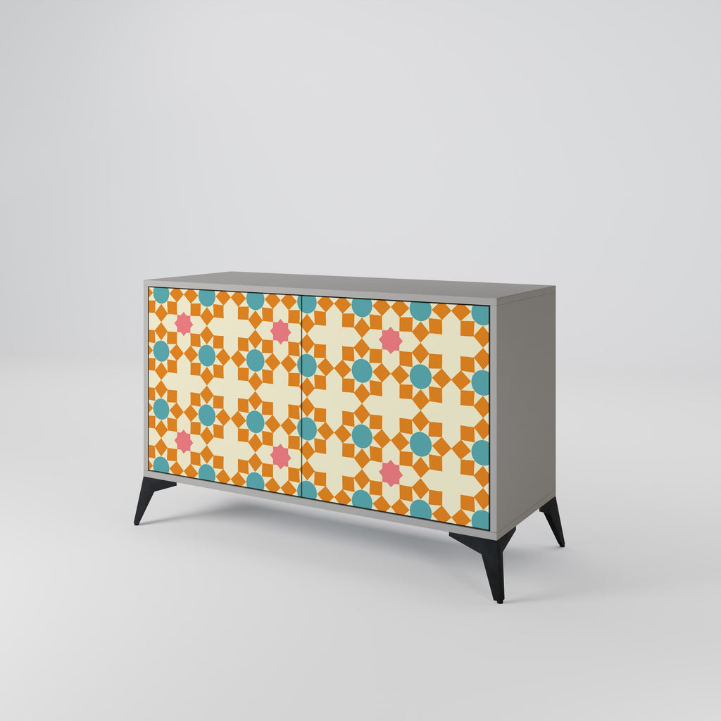 FLORAL DECOR 2-Door Sideboard in Grey Finish