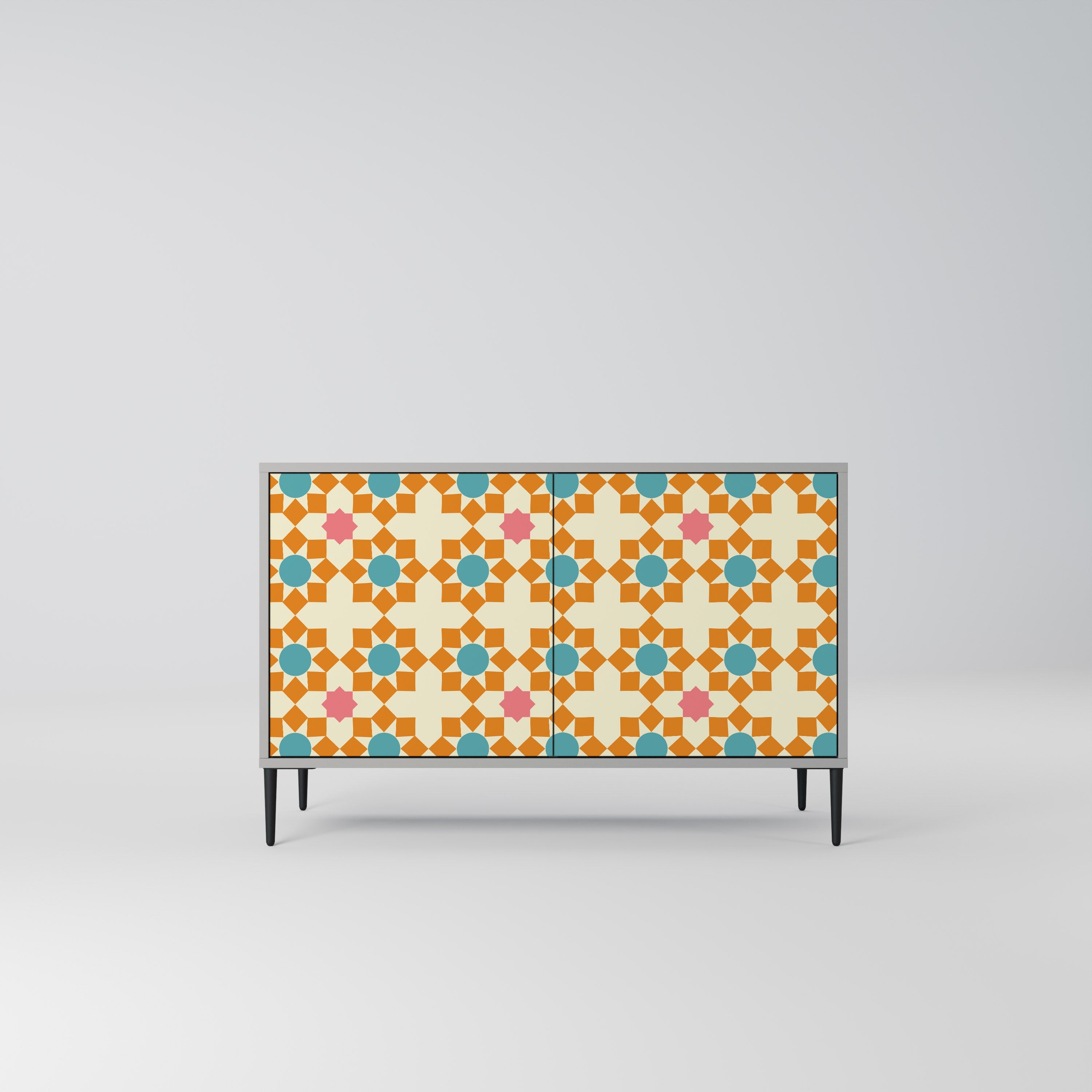 FLORAL DECOR Aparador de 2 Portas em Acabamento Cinzento