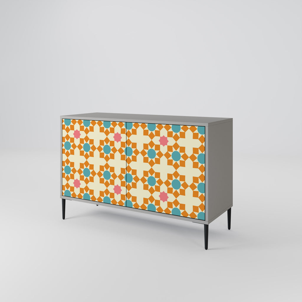 FLORAL DECOR 2-Door Sideboard in Grey Finish