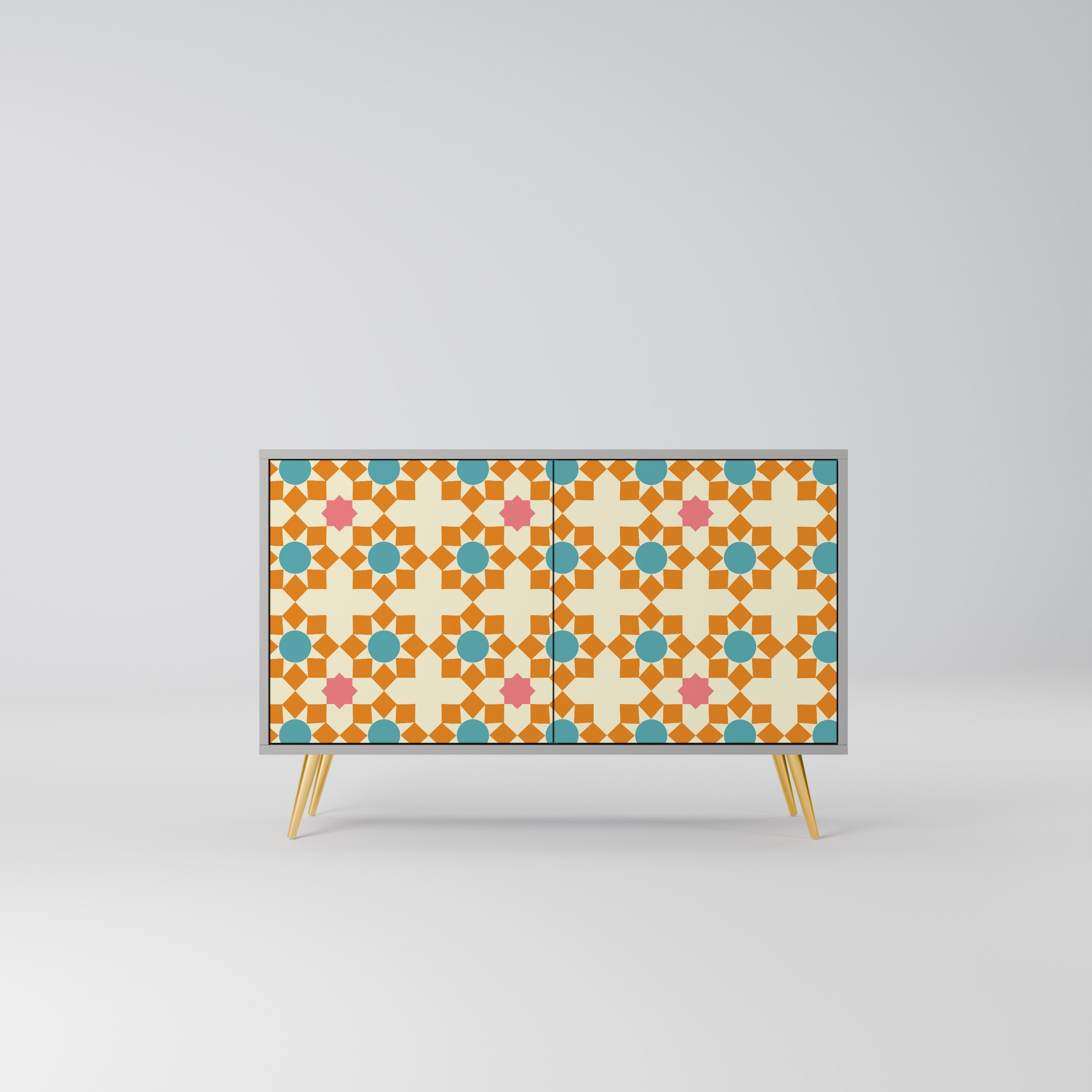 FLORAL DECOR Aparador de 2 Portas em Acabamento Cinzento