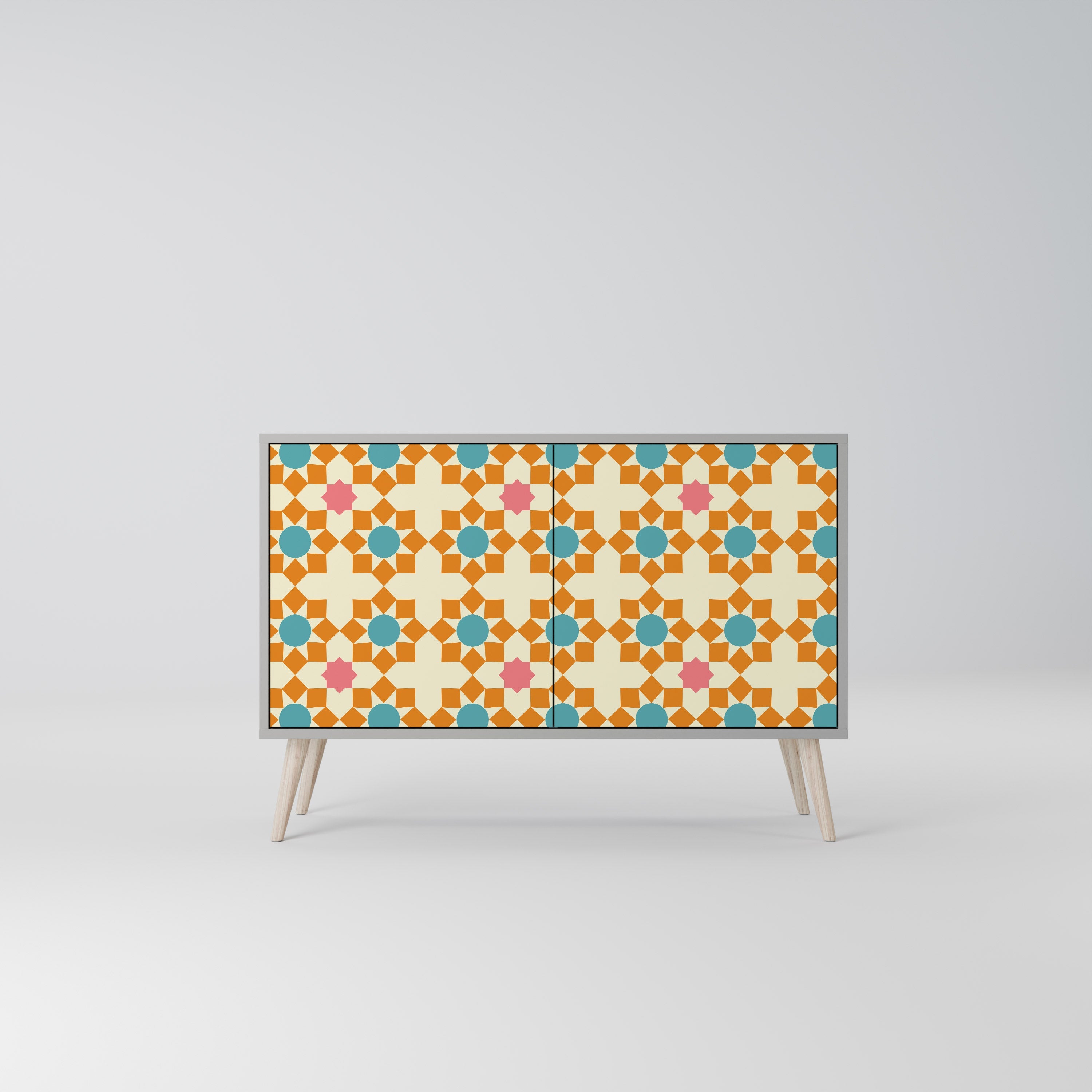 FLORAL DECOR Aparador de 2 Portas em Acabamento Cinzento