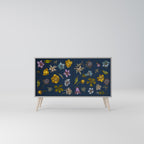 FLOWERS ON NAVY BLUE Aparador de 2 Portas em Acabamento Cinzento