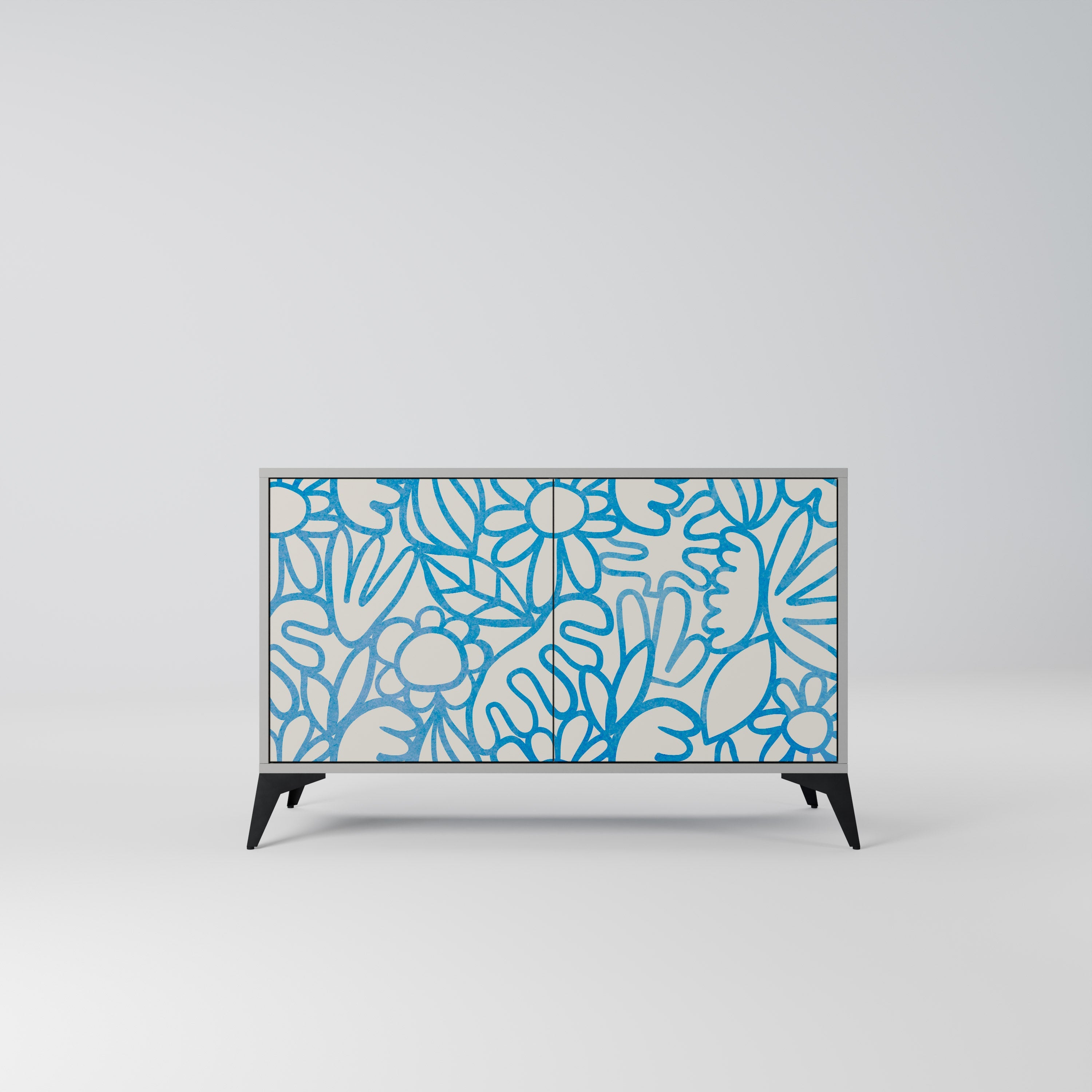 BLOOMY MORNING Aparador de 2 Portas em Acabamento Cinzento