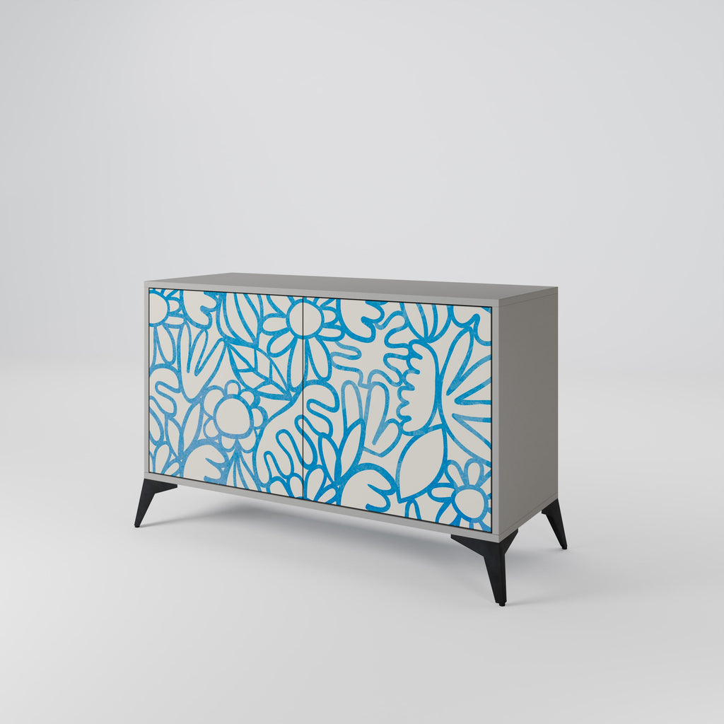 BLOOMY MORNING 2-Door Sideboard in Grey Finish