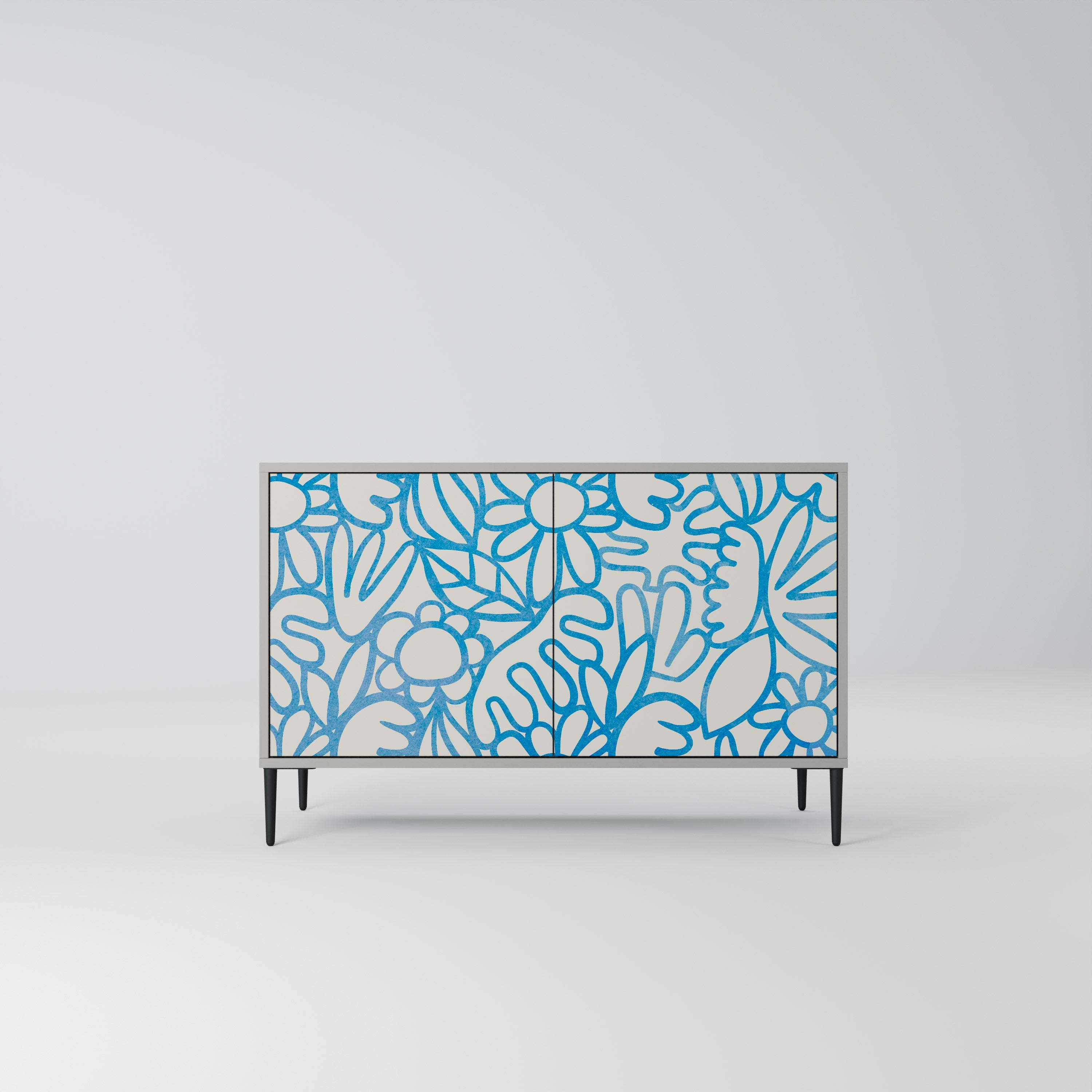 BLOOMY MORNING Aparador de 2 Portas em Acabamento Cinzento