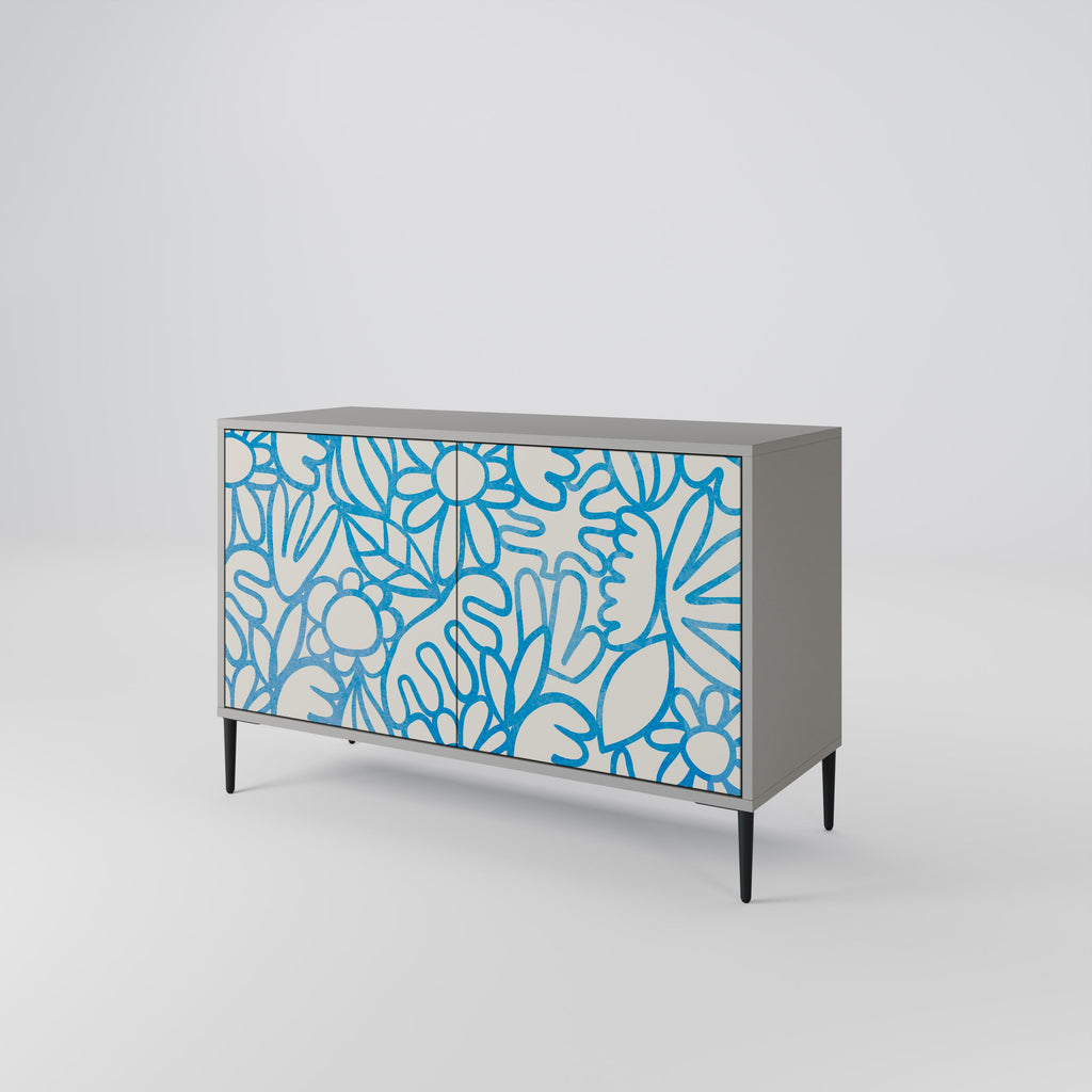 BLOOMY MORNING 2-Door Sideboard in Grey Finish