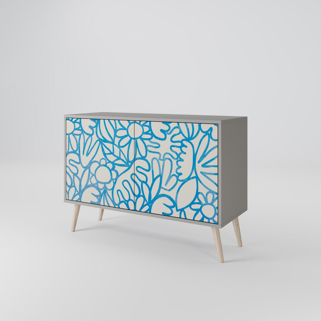 BLOOMY MORNING 2-Door Sideboard in Grey Finish