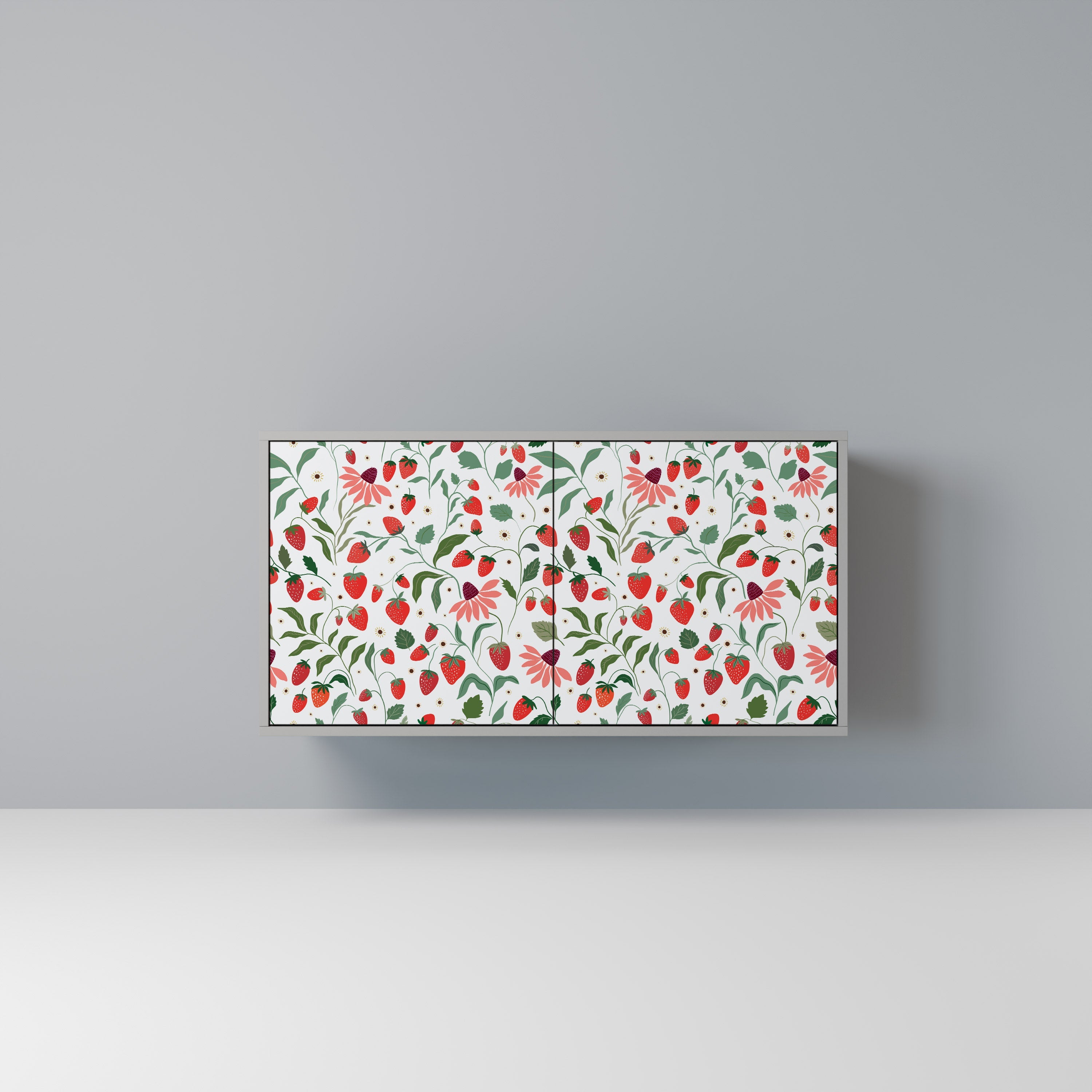 FLOWERS AND STRAWBERRIES Aparador de 2 Portas em Acabamento Cinzento