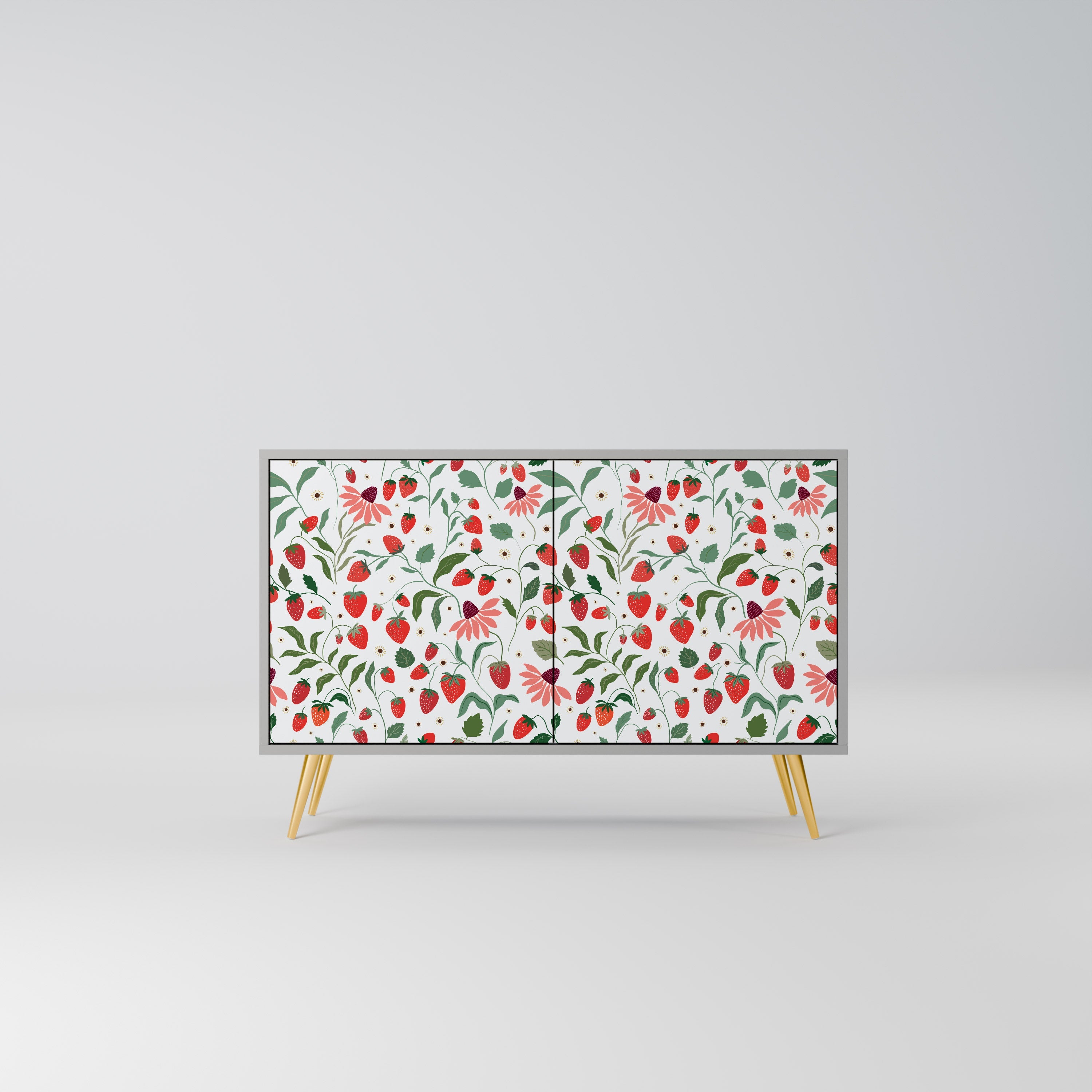 FLOWERS AND STRAWBERRIES Aparador de 2 Portas em Acabamento Cinzento