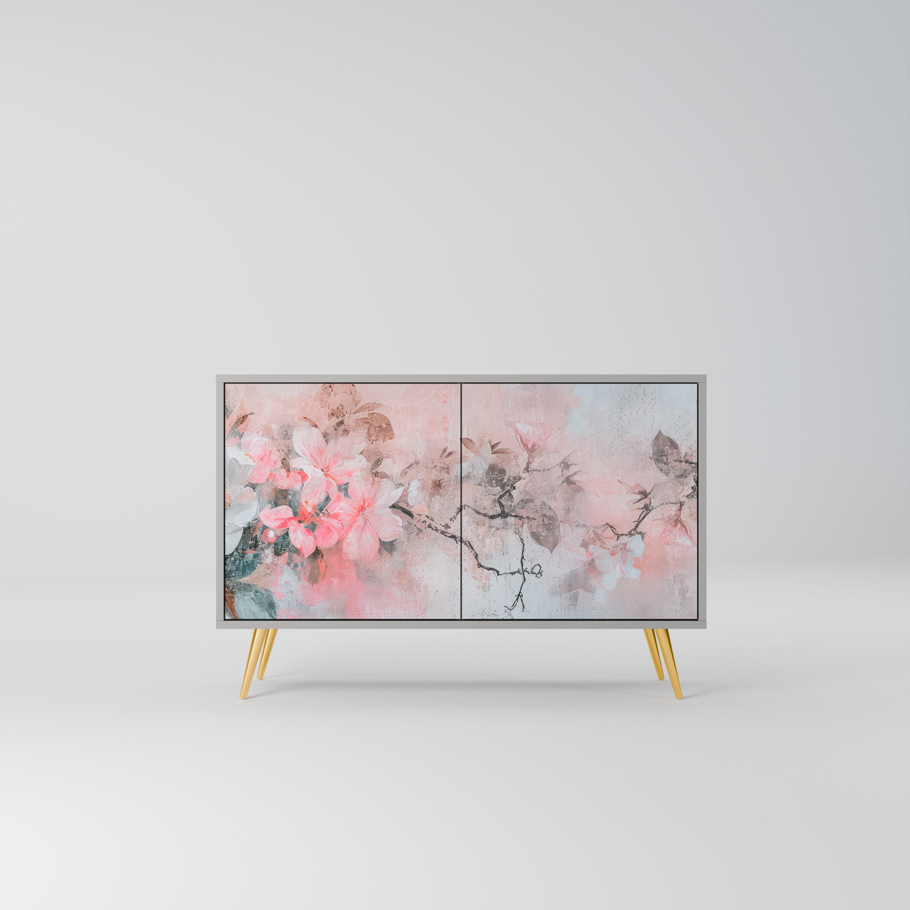 CHERRY BLOSSOM Aparador de 2 Portas em Acabamento Cinzento