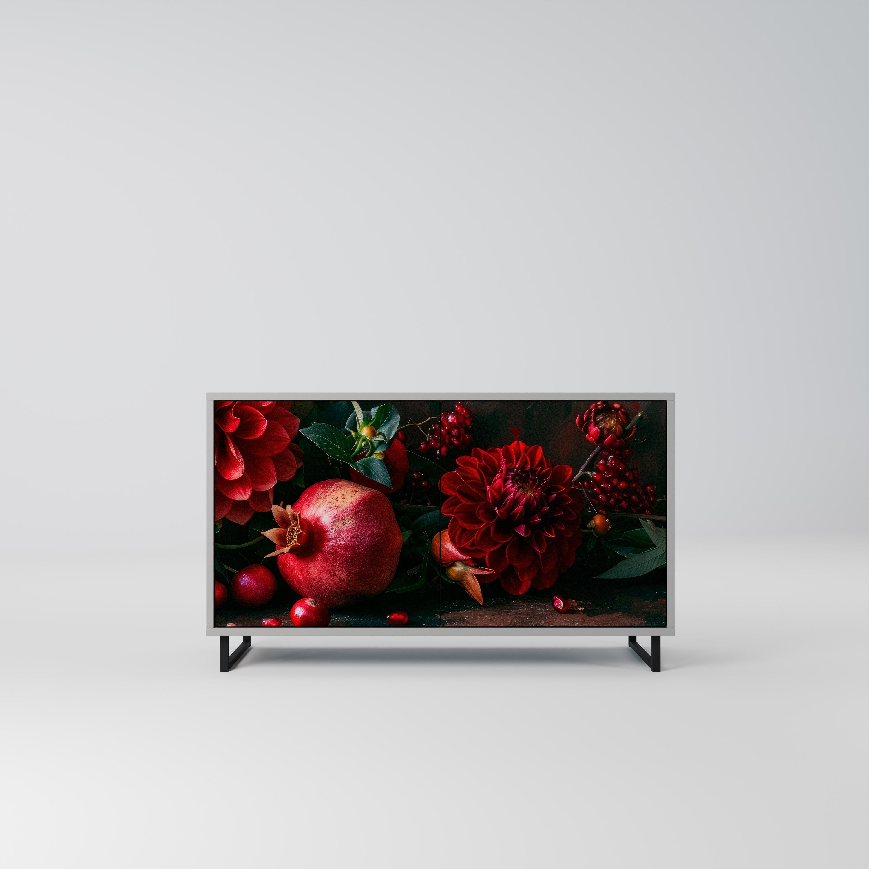 DAHLIAS AND POMEGRANATES Aparador de 2 Portas em Acabamento Cinzento