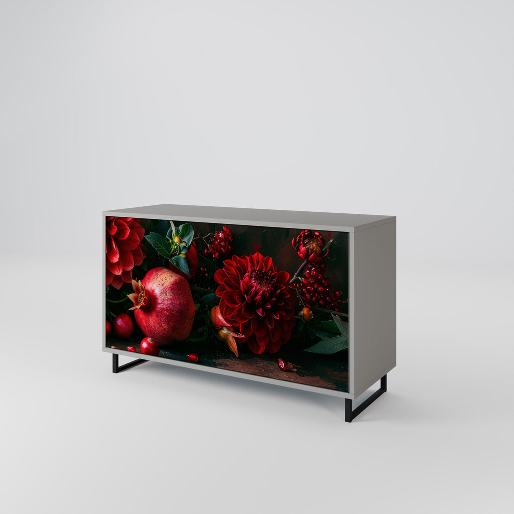 DAHLIAS AND POMEGRANATES 2-Door Sideboard in Grey Finish