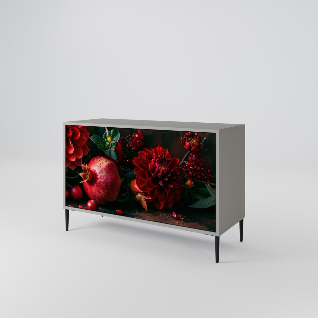 DAHLIAS AND POMEGRANATES 2-Door Sideboard in Grey Finish