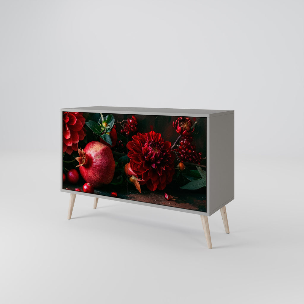 DAHLIAS AND POMEGRANATES 2-Door Sideboard in Grey Finish