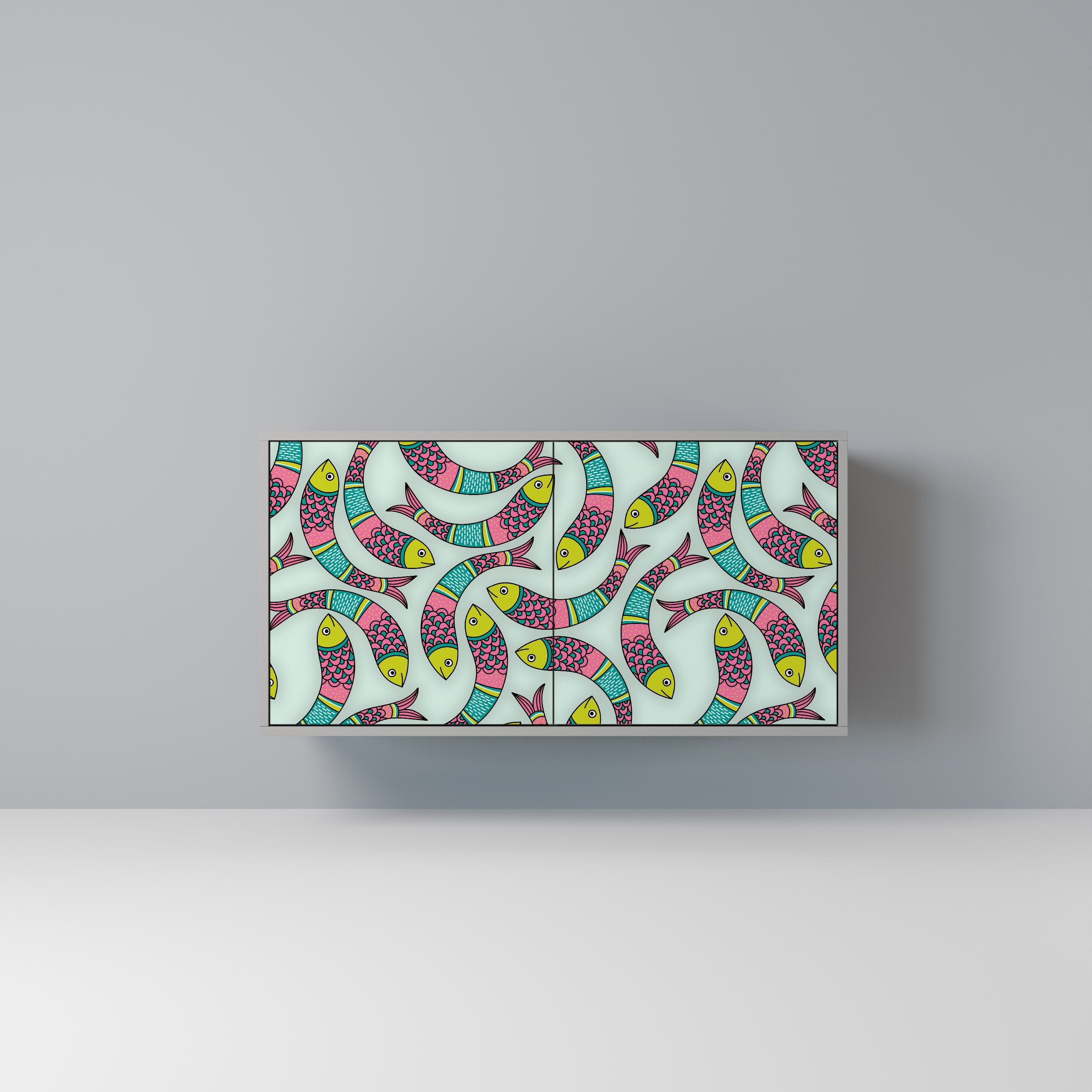 INDIAN FISH Aparador de 2 Portas em Acabamento Cinzento