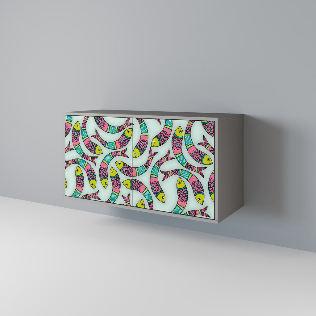 INDIAN FISH Aparador de 2 Portas em Acabamento Cinzento