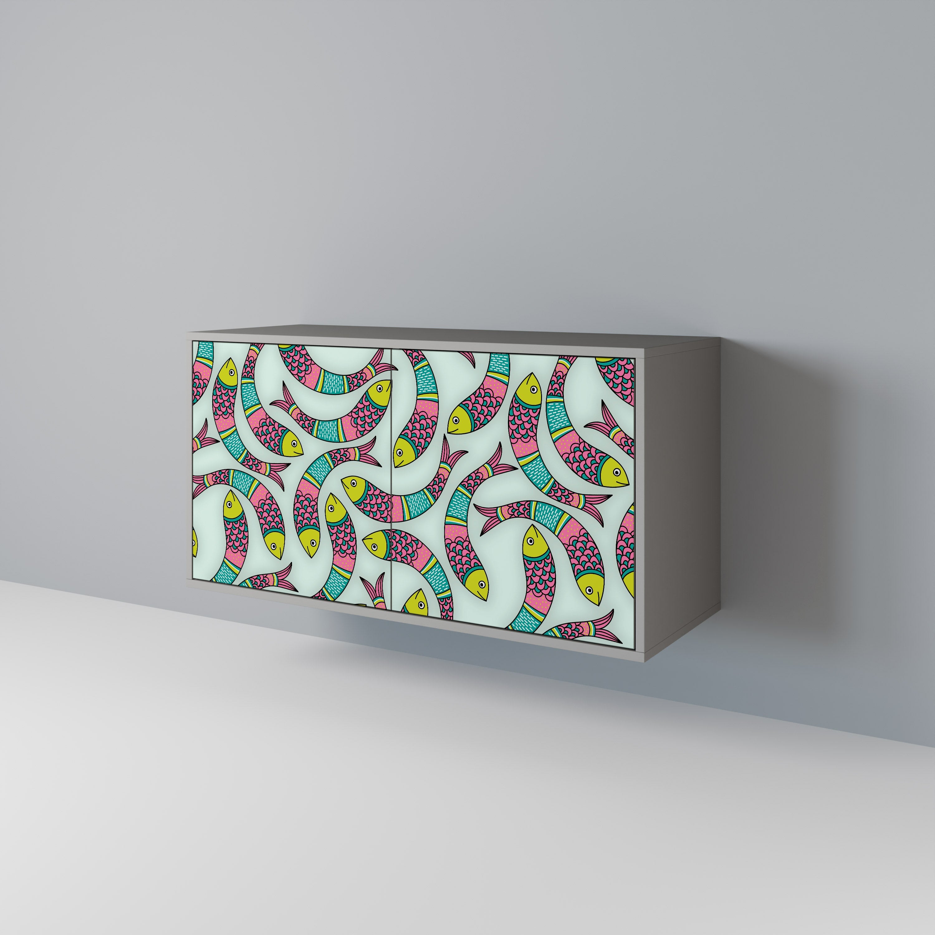 INDIAN FISH Aparador de 2 Portas em Acabamento Cinzento